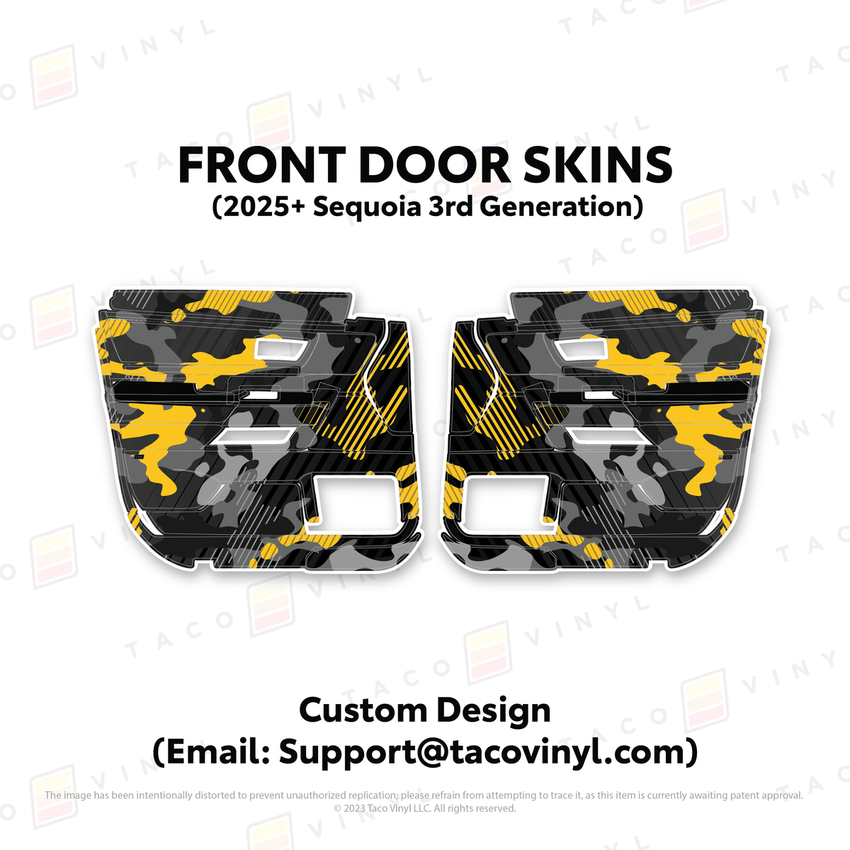 Taco Vinyl Protective Vinyl Front Driver/Passenger / Custom Design (Email: Support@tacovinyl.com) 2023+ Sequoia Door Skins