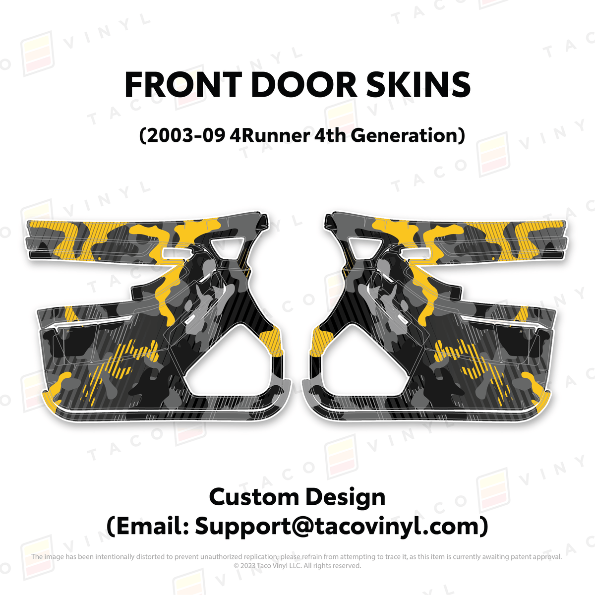 Taco Vinyl Protective Vinyl Front Driver/Passenger / Custom Designs (Email: Support@tacovinyl.com) 2003-2009 4Runner Door Skins