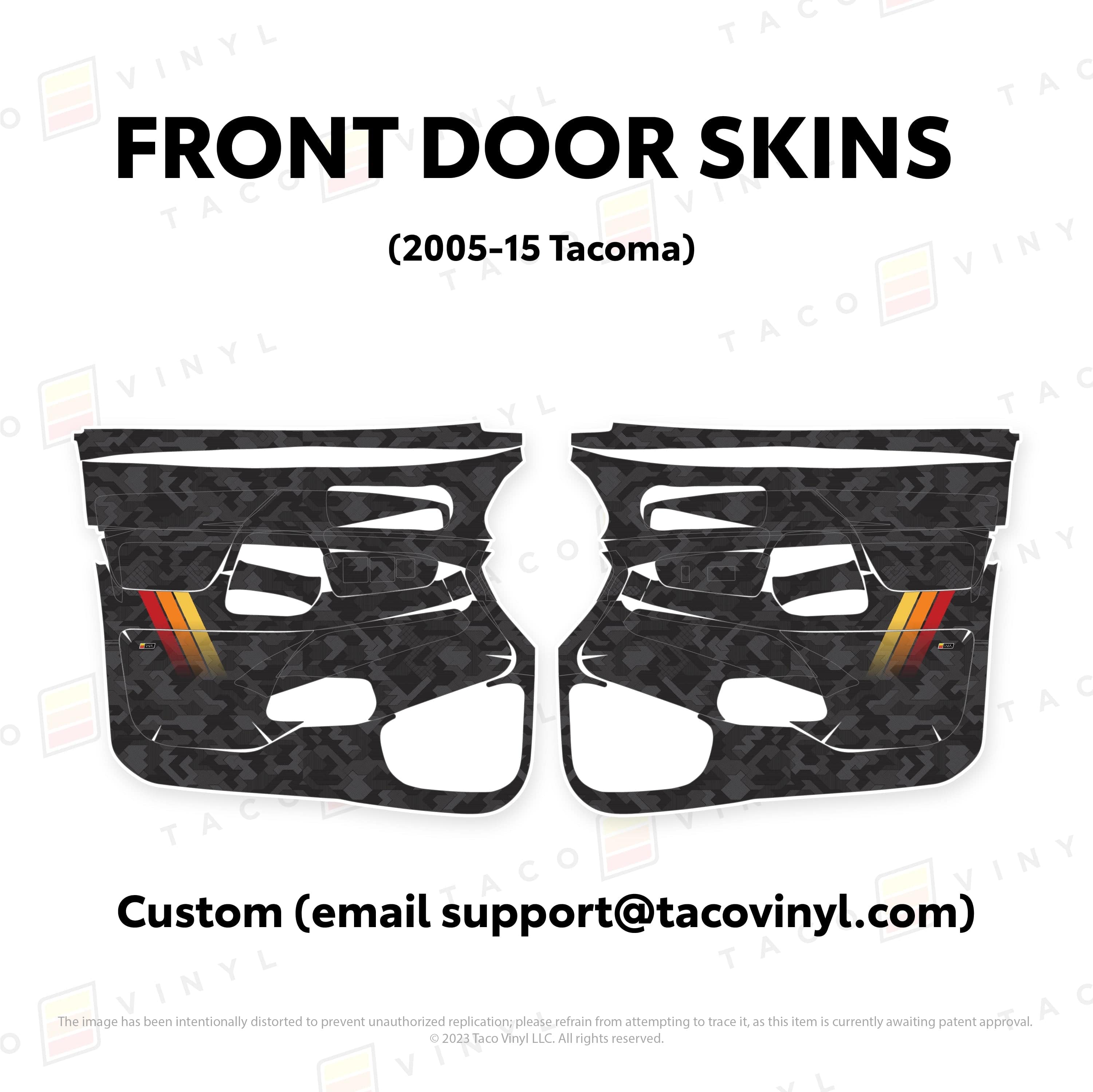 Taco Vinyl Protective Vinyl Front Driver/Passenger / Custom (email support@tacovinyl.com) 2005-15 Tacoma Door Skins