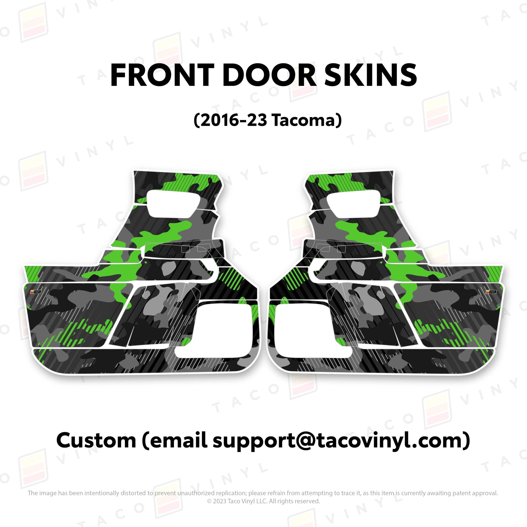 Taco Vinyl Protective Vinyl Front Driver/Passenger / Custom (email support@tacovinyl.com) 2016-23 Tacoma Door Skins