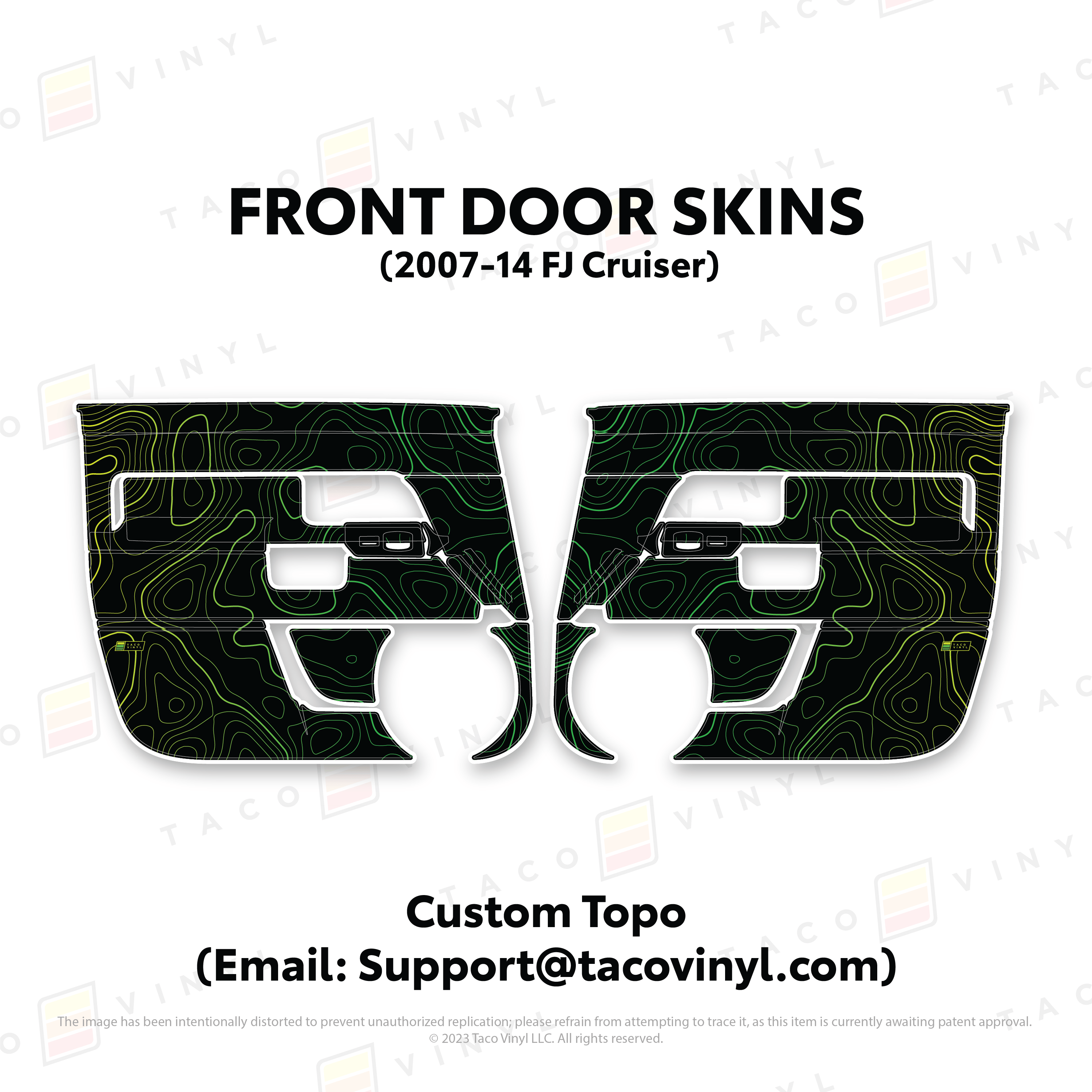 Taco Vinyl Protective Vinyl Front Driver/Passenger / Custom Topo (Color Only - Email Support@tacovinyl.com) FJ Cruiser Door Skins