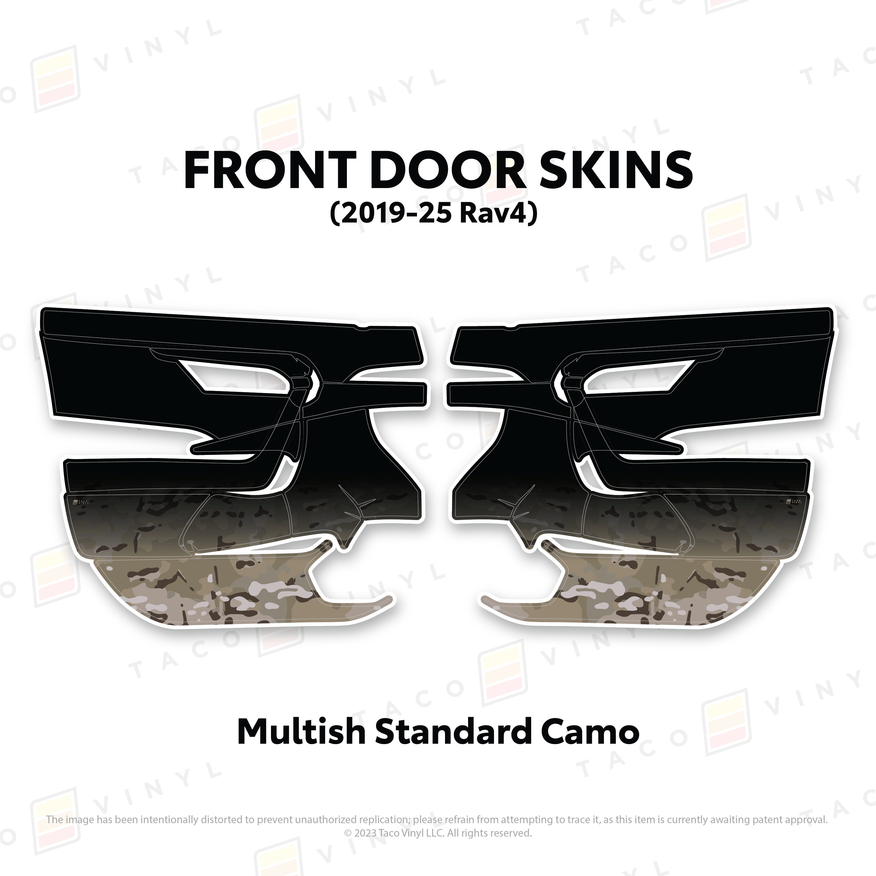 Taco Vinyl Protective Vinyl Front Driver/Passenger / Multish Standard Camo 2019-25 Rav4 Door Skins