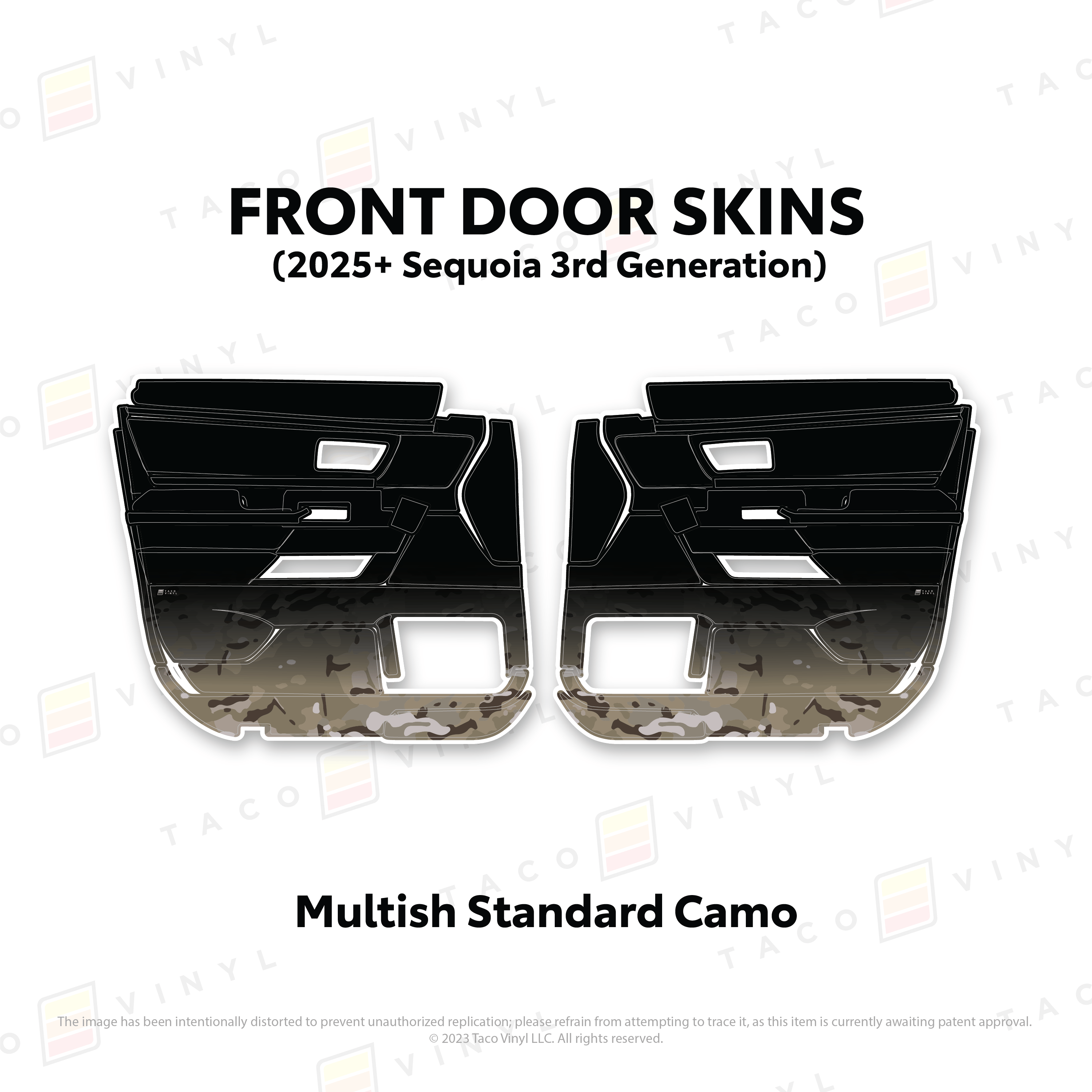 Taco Vinyl Protective Vinyl Front Driver/Passenger / Multish Standard Camo 2023+ Sequoia Door Skins