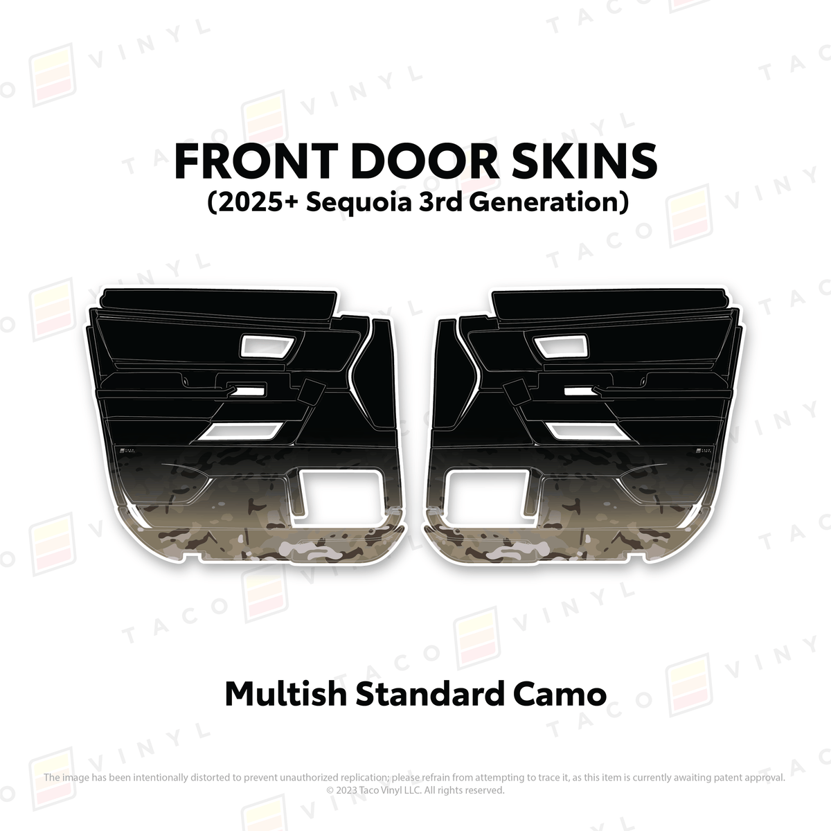 Taco Vinyl Protective Vinyl Front Driver/Passenger / Multish Standard Camo 2023+ Sequoia Door Skins
