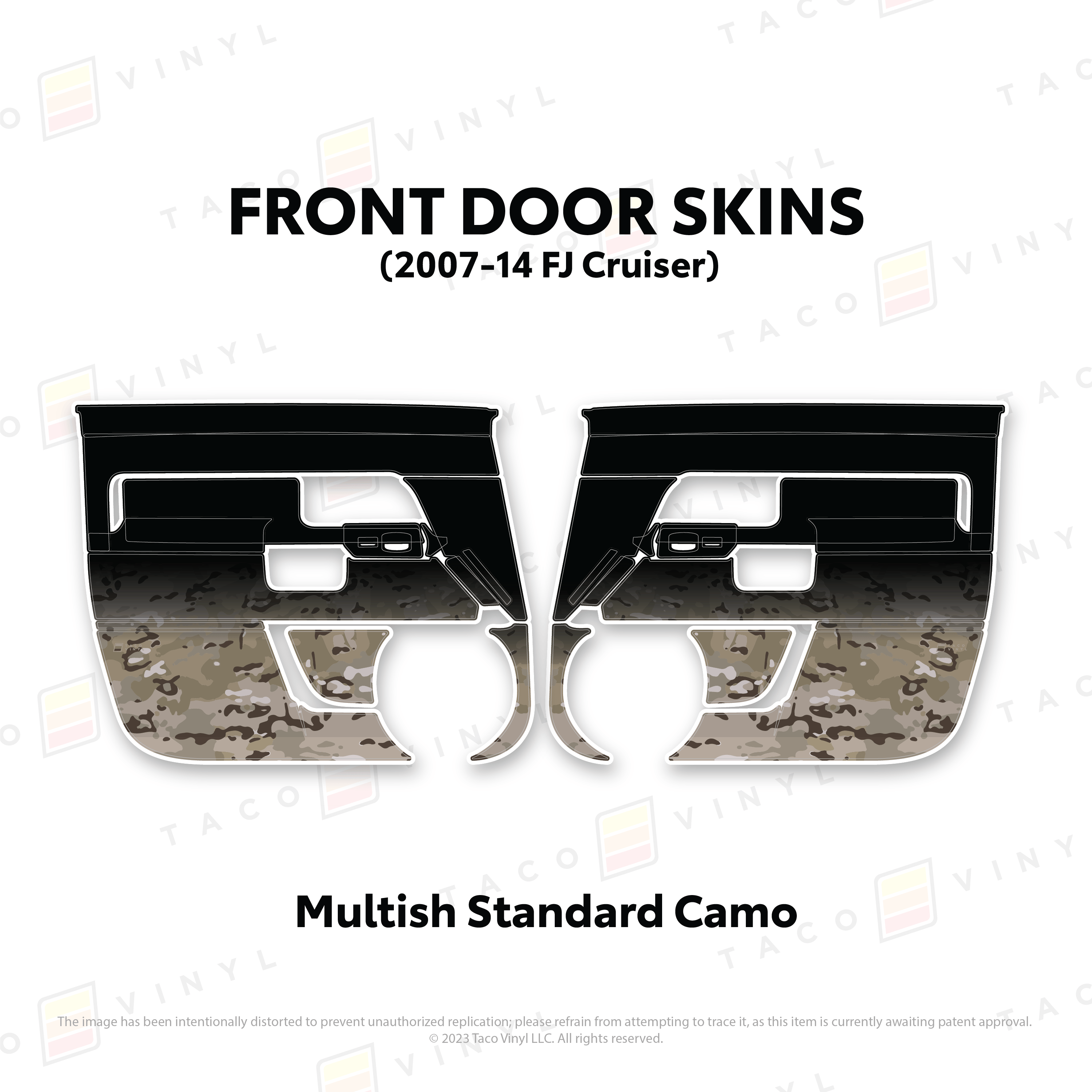 Taco Vinyl Protective Vinyl Front Driver/Passenger / Multish Standard Camo FJ Cruiser Door Skins