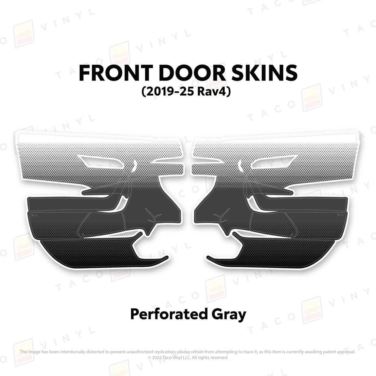 Taco Vinyl Protective Vinyl Front Driver/Passenger / Perforated Gray 2019-25 Rav4 Door Skins