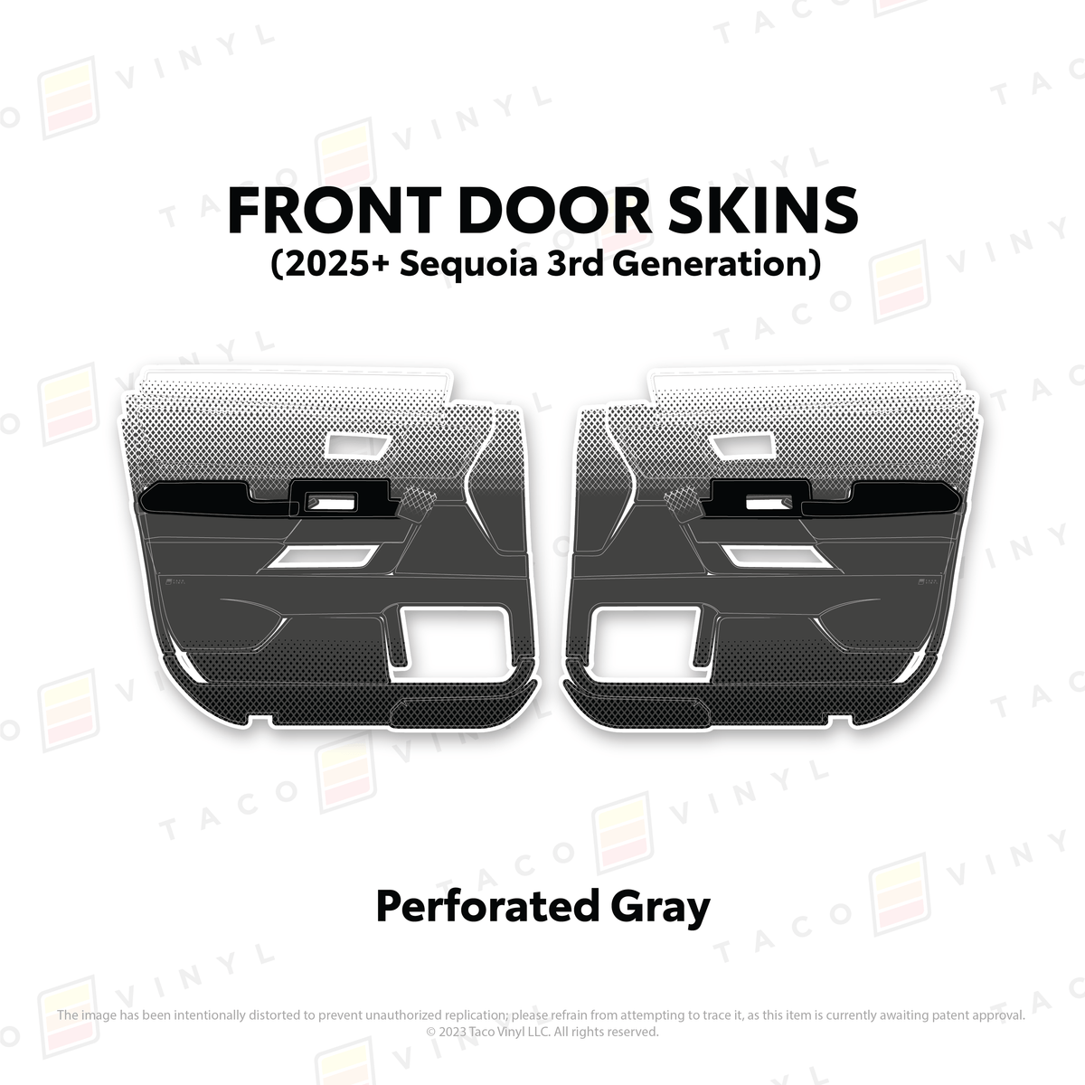 Taco Vinyl Protective Vinyl Front Driver/Passenger / Perforated Gray 2023+ Sequoia Door Skins
