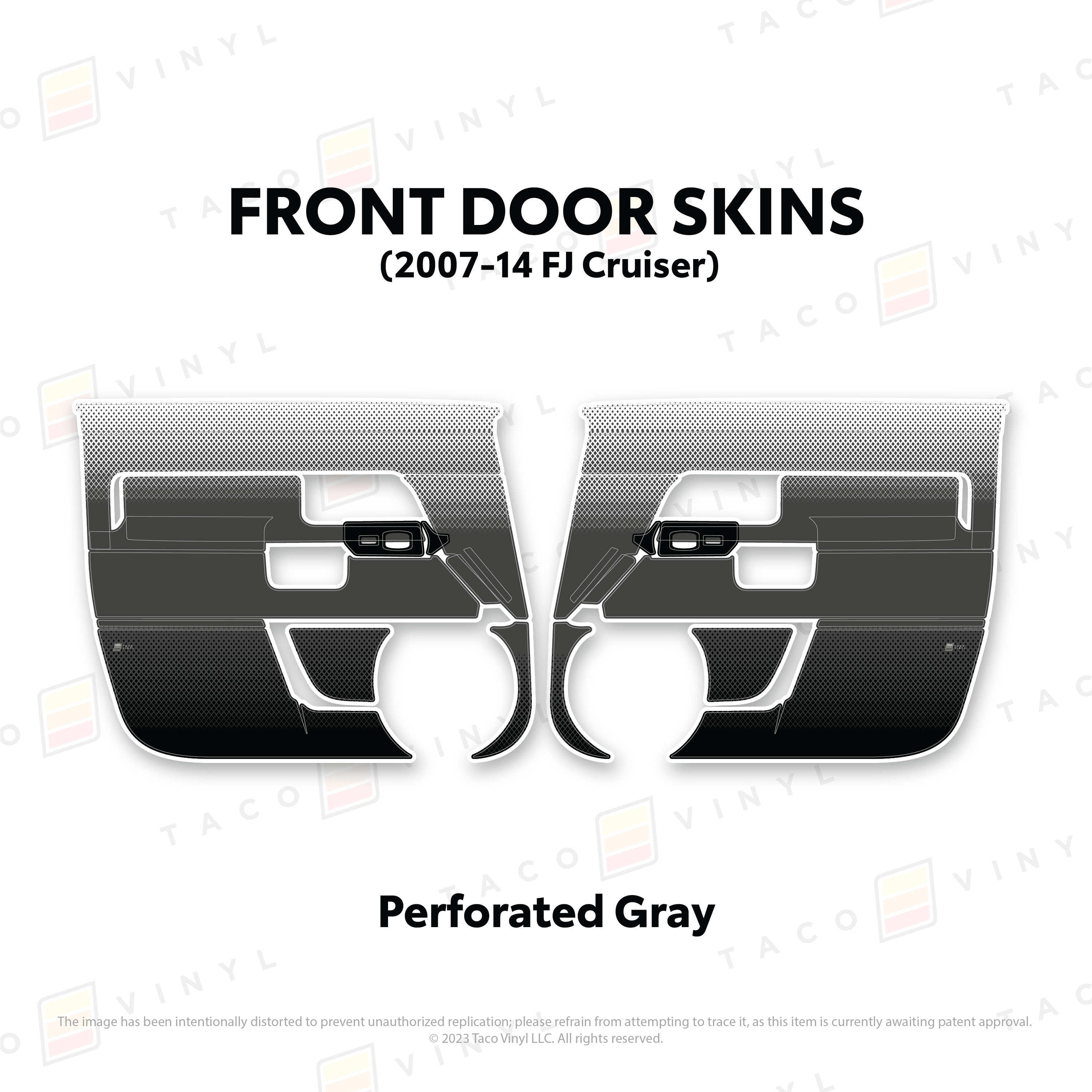Taco Vinyl Protective Vinyl Front Driver/Passenger / Perforated Gray FJ Cruiser Door Skins