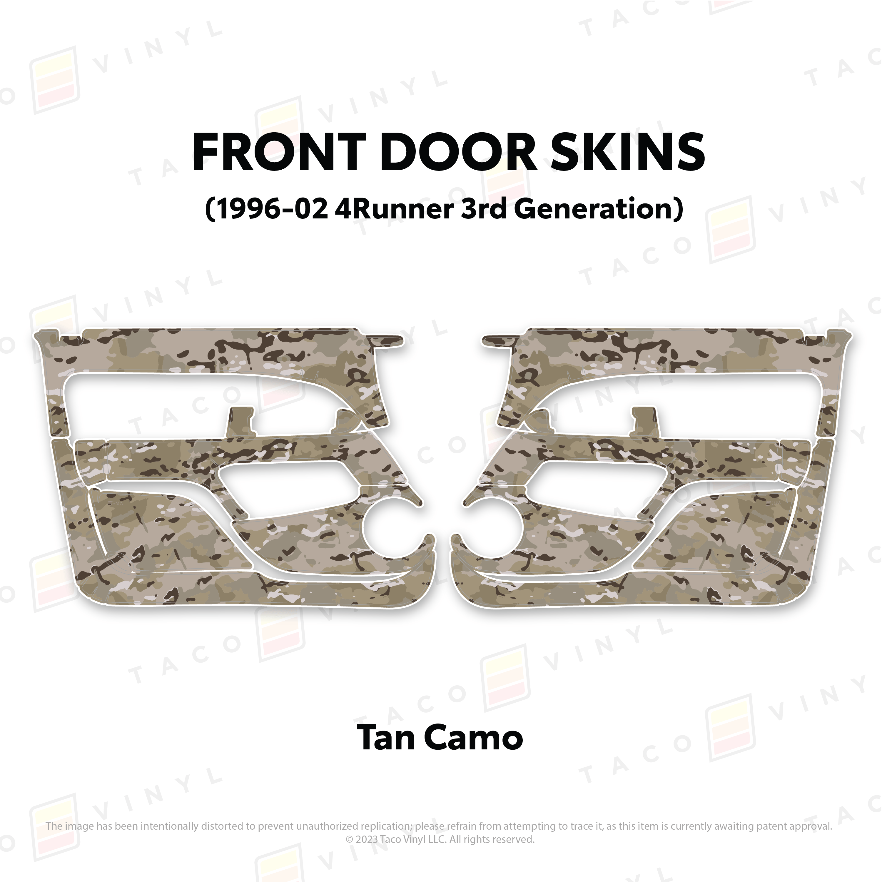 Taco Vinyl Protective Vinyl Front Driver/Passenger / Tan Camo 1996-2002 4Runner Door Skins
