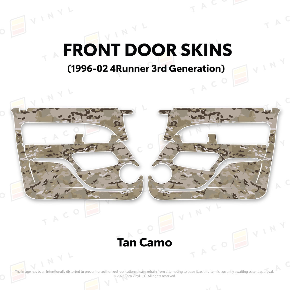 Taco Vinyl Protective Vinyl Front Driver/Passenger / Tan Camo 1996-2002 4Runner Door Skins