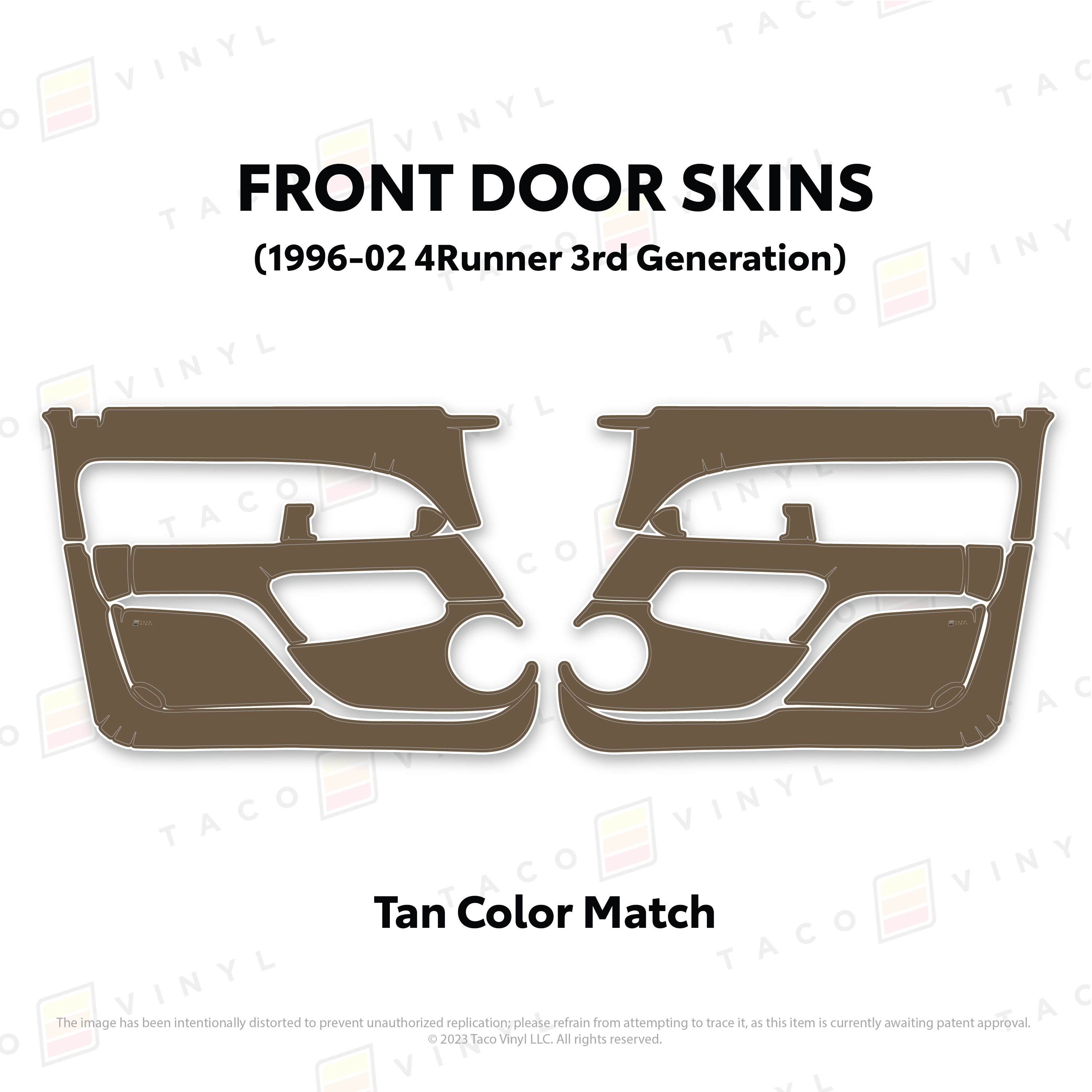 Taco Vinyl Protective Vinyl Front Driver/Passenger / Tan Color Match 1996-2002 4Runner Door Skins