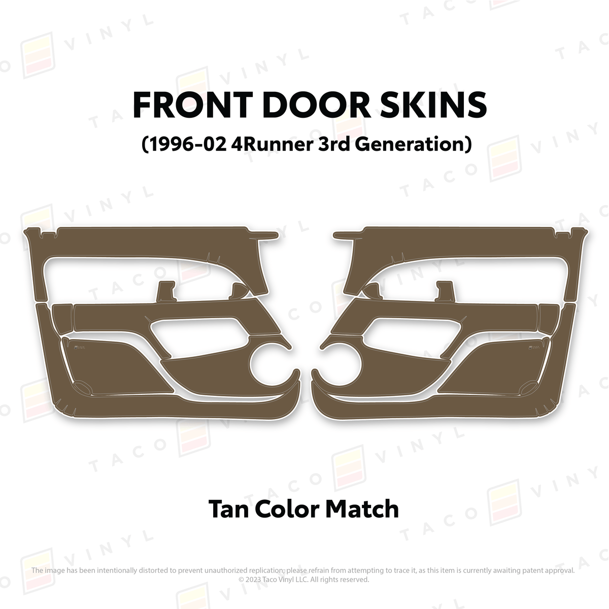 Taco Vinyl Protective Vinyl Front Driver/Passenger / Tan Color Match 1996-2002 4Runner Door Skins