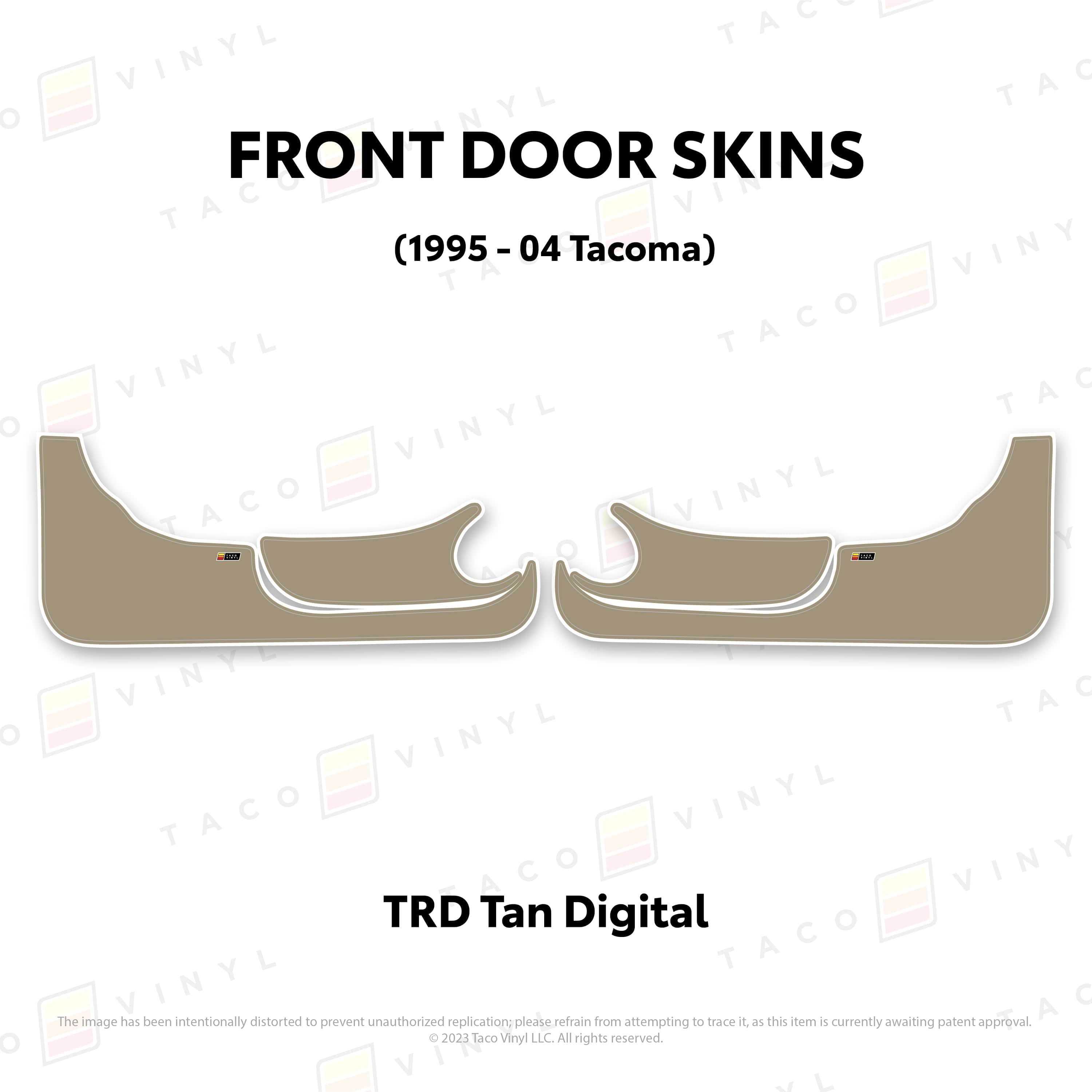 Taco Vinyl Protective Vinyl Front Driver/Passenger / TRD Tan Digital 1995-04 Tacoma Door Skins (Lower Section)