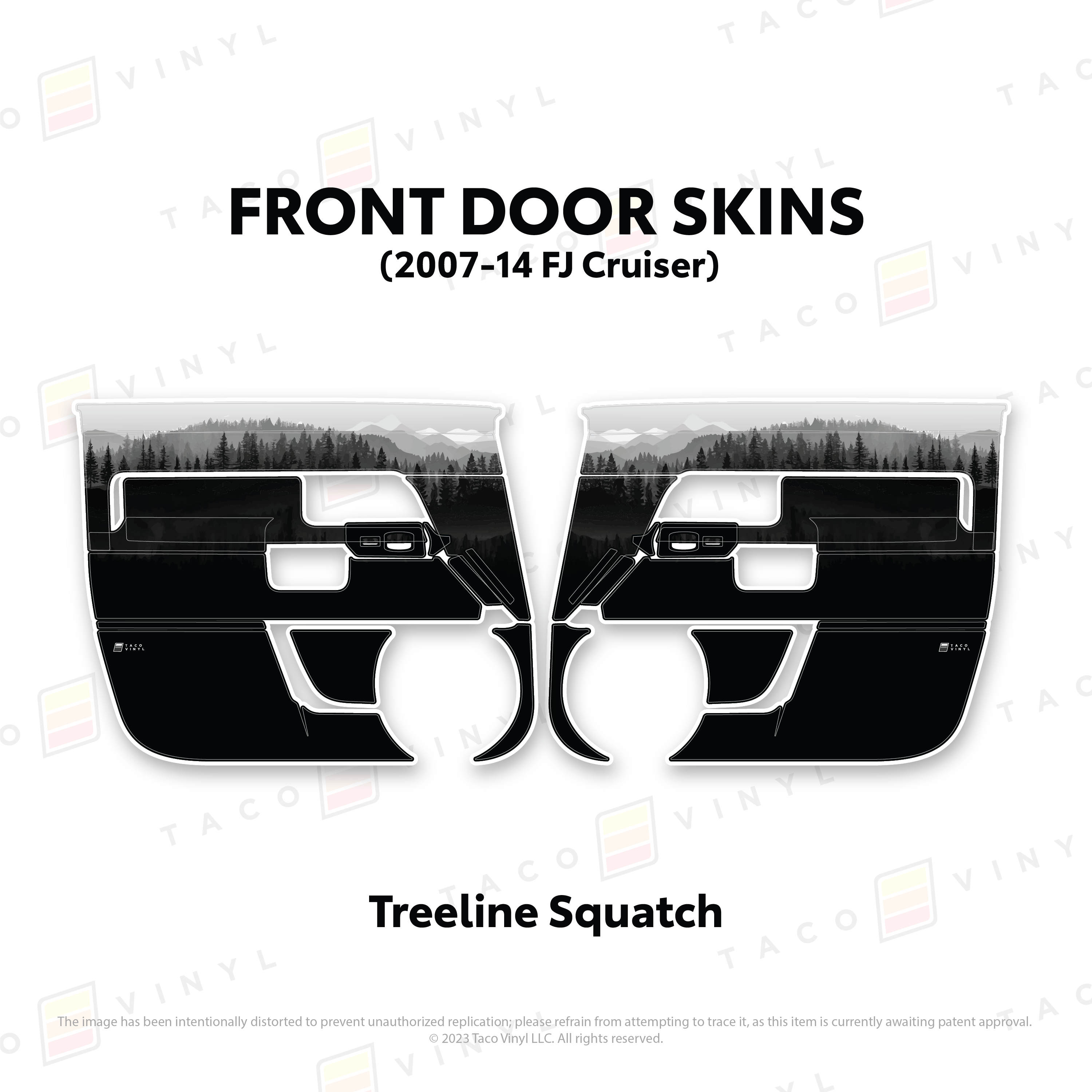 Taco Vinyl Protective Vinyl Front Driver/Passenger / Treeline Sasquatch FJ Cruiser Door Skins