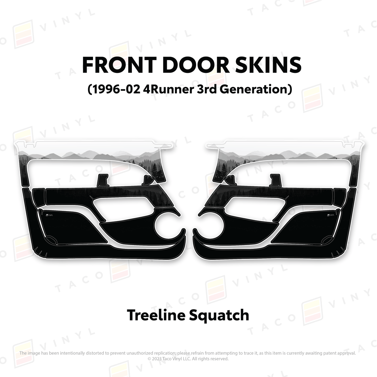 Taco Vinyl Protective Vinyl Front Driver/Passenger / Treeline Squatch 1996-2002 4Runner Door Skins