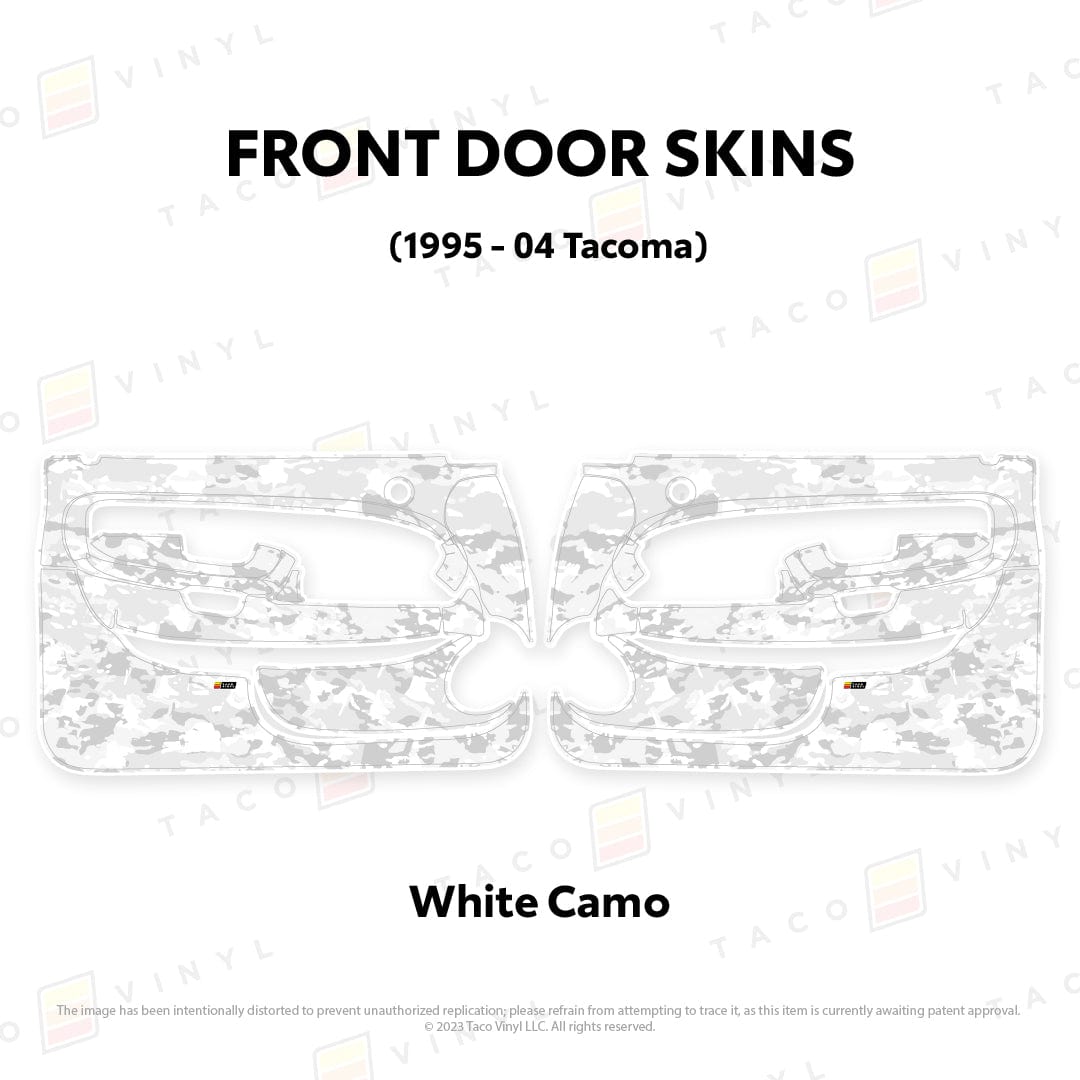 Taco Vinyl Protective Vinyl Front Driver/Passenger / White Camo 1995-04 Tacoma Door Skins