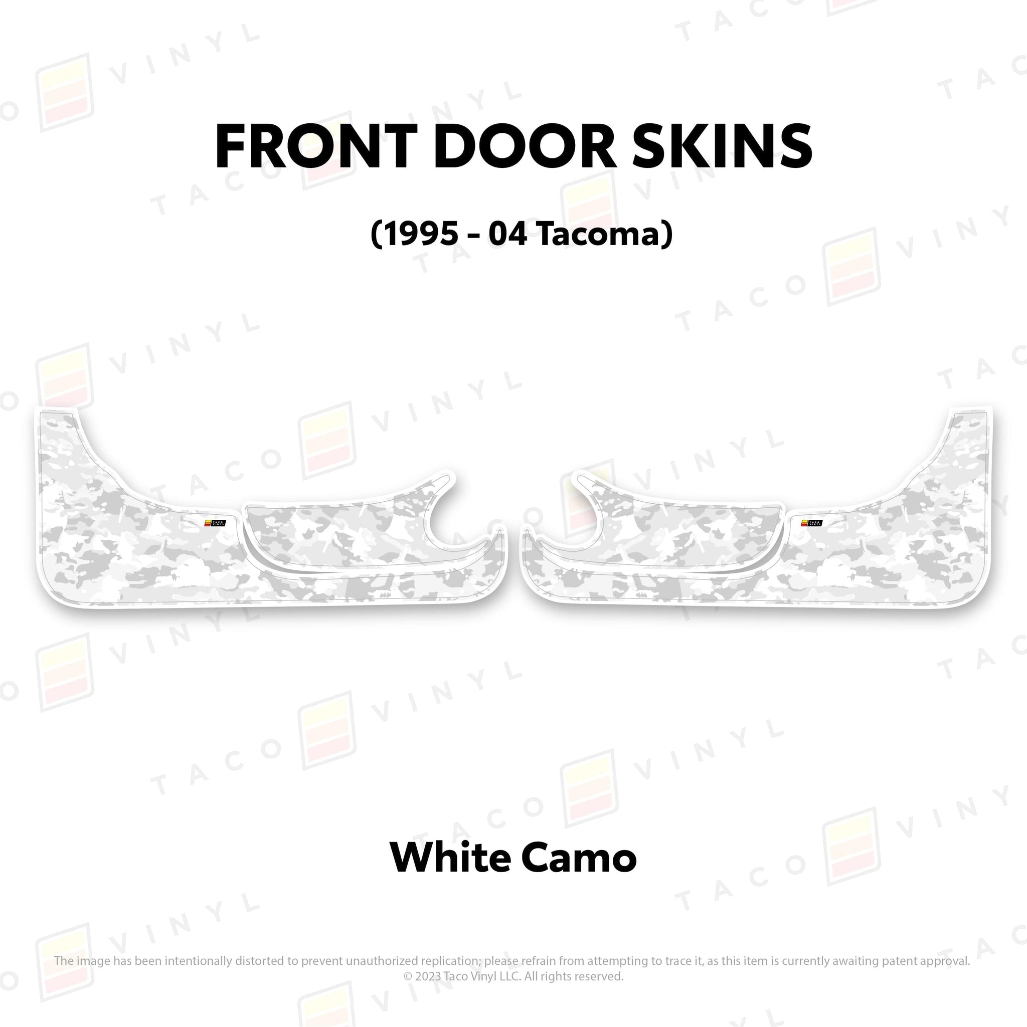 Taco Vinyl Protective Vinyl Front Driver/Passenger / White Camo 1995-04 Tacoma Door Skins (Lower Section)