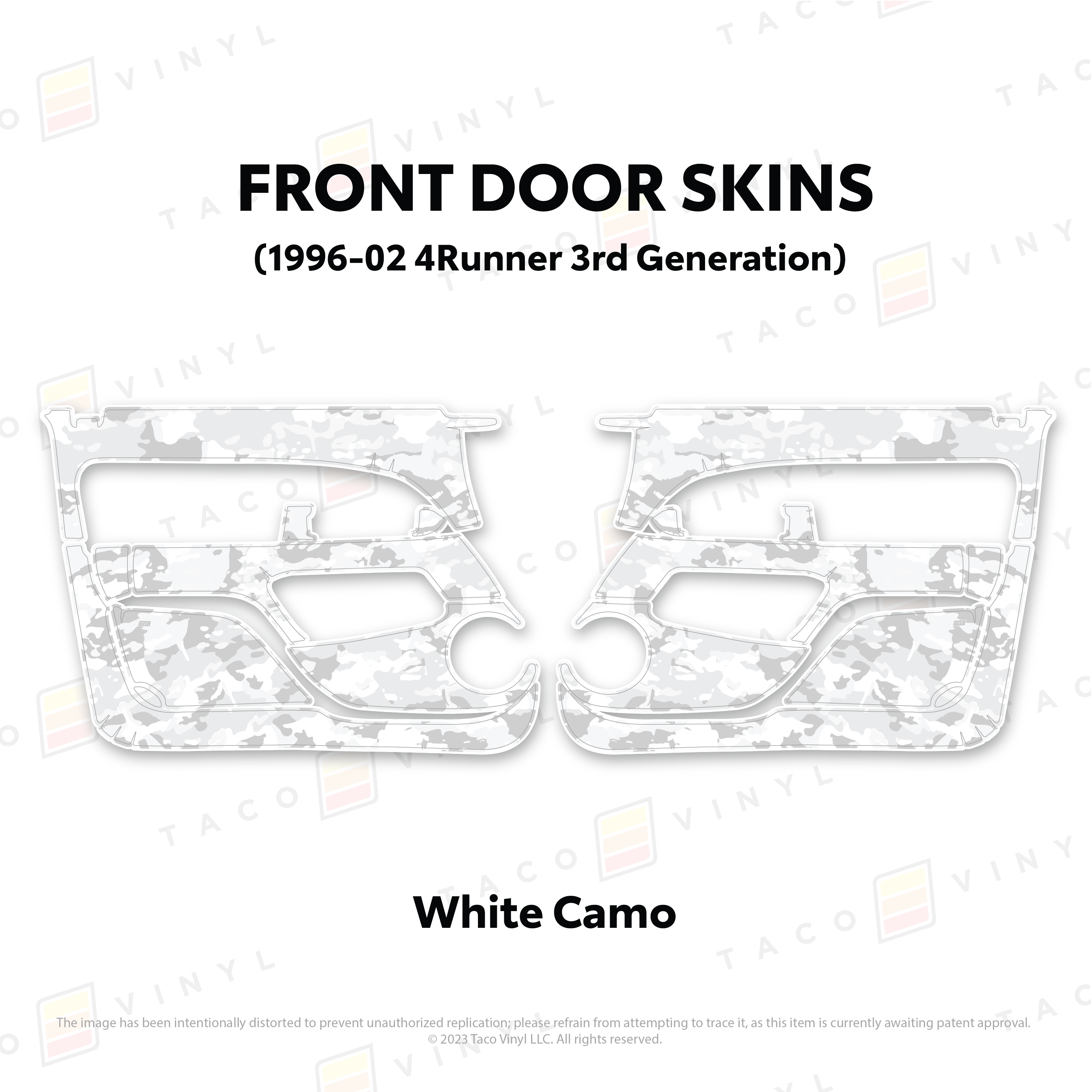 Taco Vinyl Protective Vinyl Front Driver/Passenger / White Camo 1996-2002 4Runner Door Skins