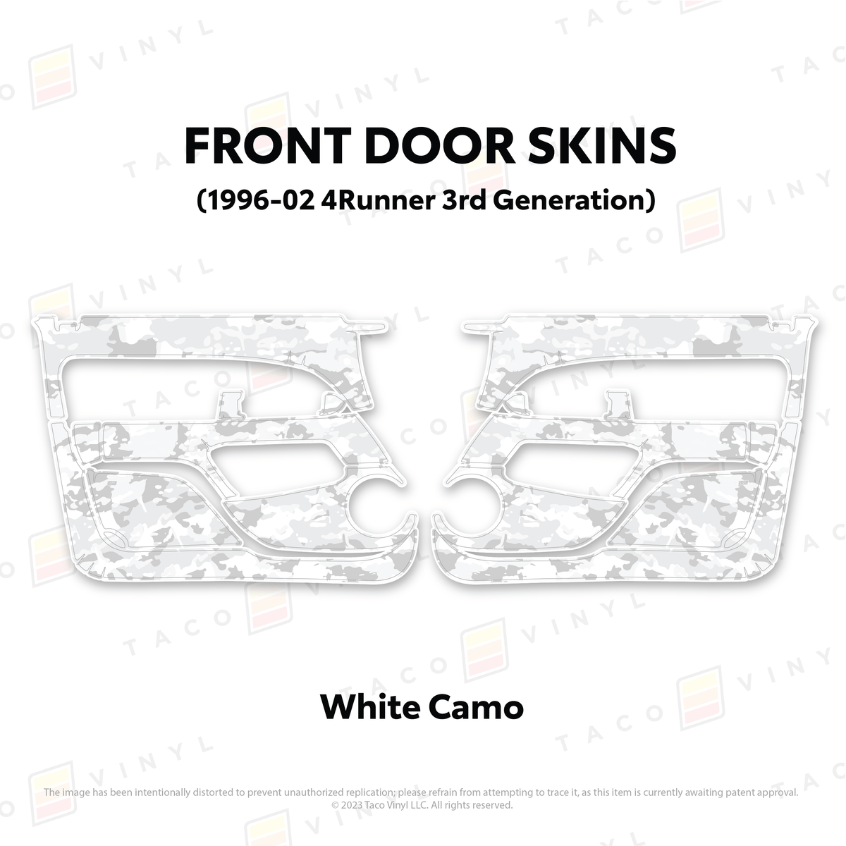 Taco Vinyl Protective Vinyl Front Driver/Passenger / White Camo 1996-2002 4Runner Door Skins