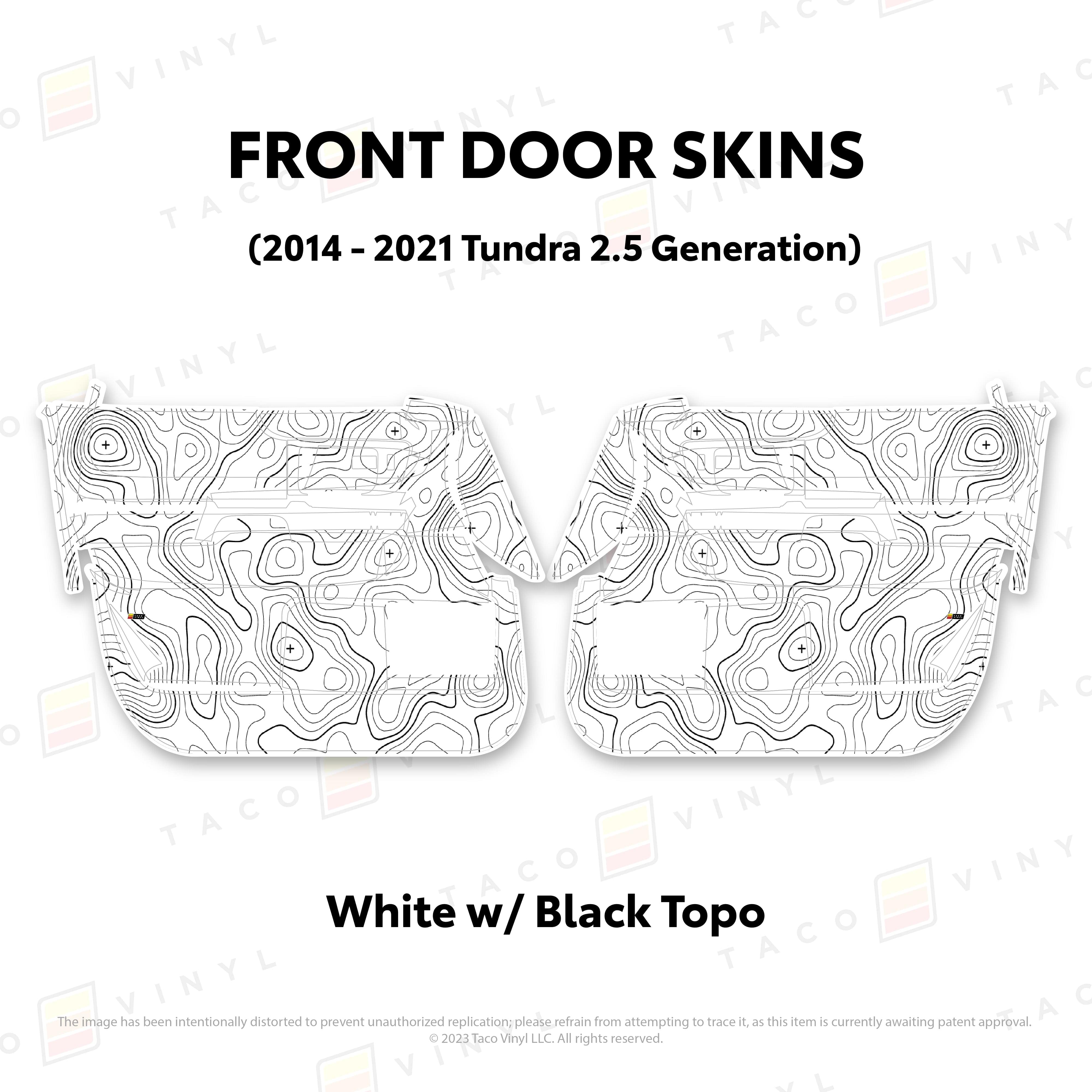 Taco Vinyl Protective Vinyl Front Driver/Passenger / White w/ Black Topo 2014 - 2021 Tundra Door Skins