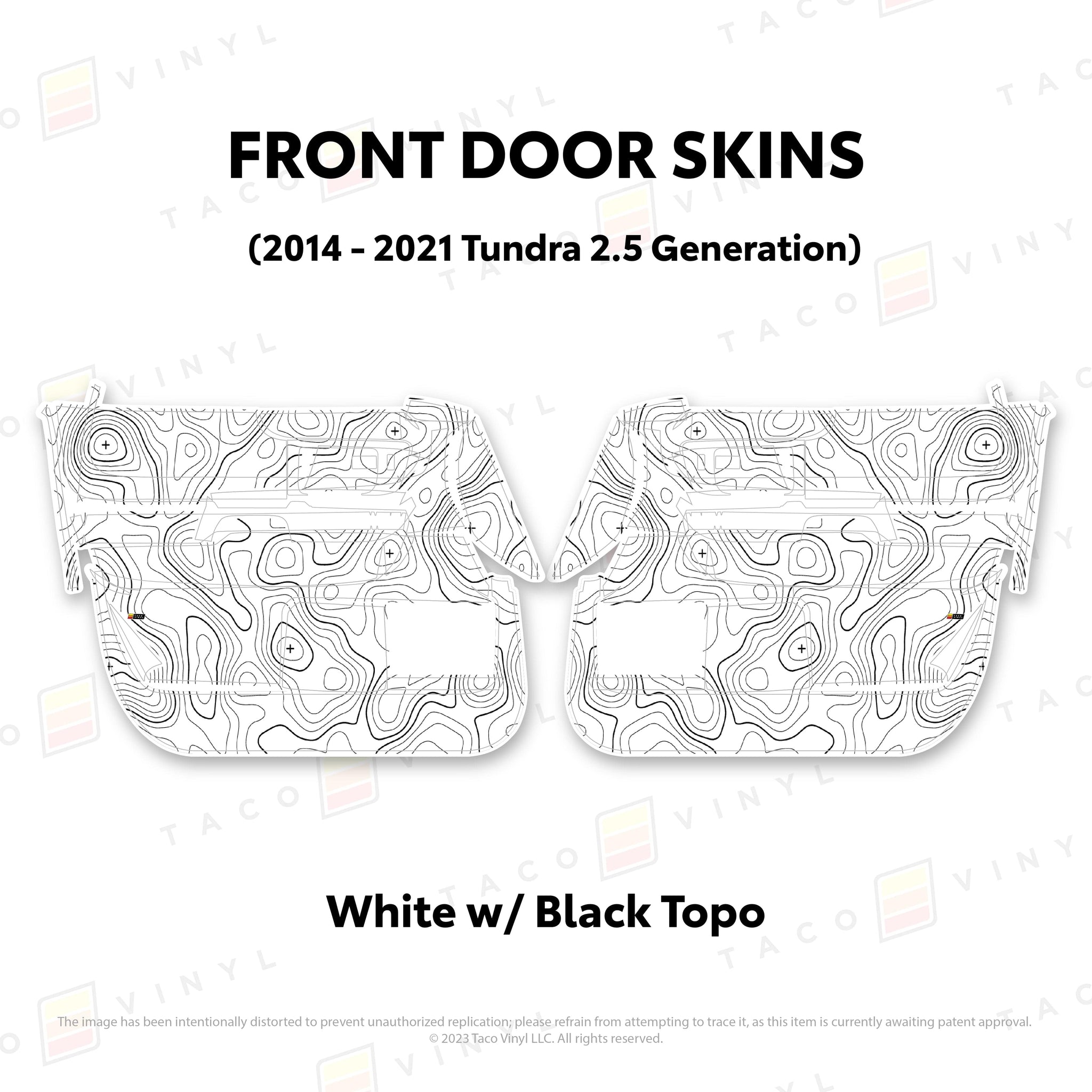 Taco Vinyl Protective Vinyl Front Driver/Passenger / White w/ Black Topo 2014 - 2021 Tundra Door Skins