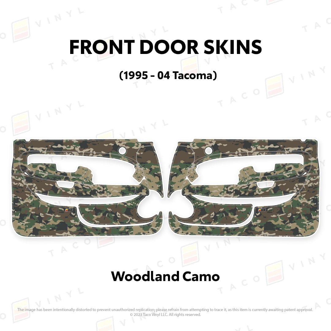 Taco Vinyl Protective Vinyl Front Driver/Passenger / Woodland Camo 1995-04 Tacoma Door Skins