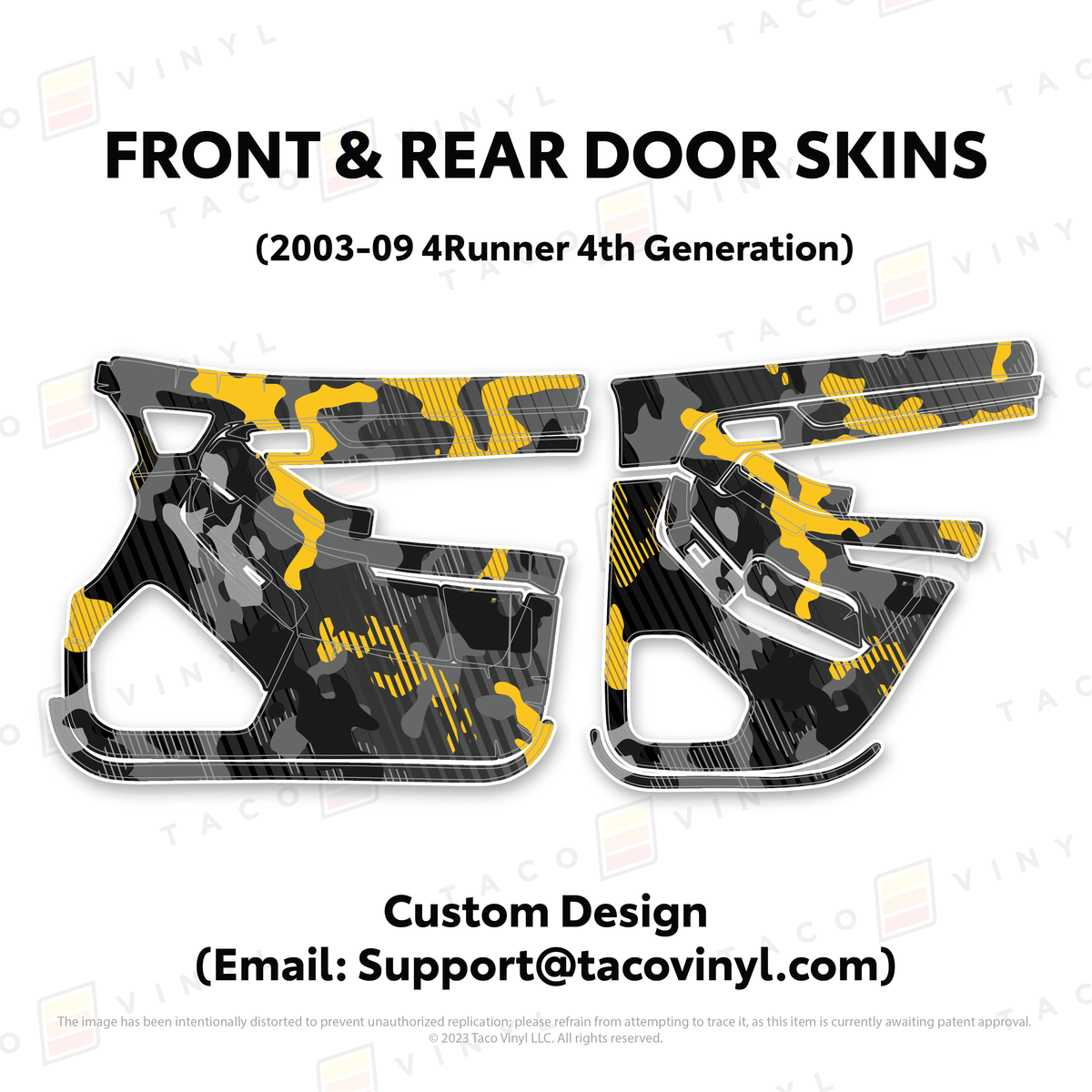 Taco Vinyl Protective Vinyl Front & Rears / Custom Designs (Email: Support@tacovinyl.com) 2003-2009 4Runner Door Skins