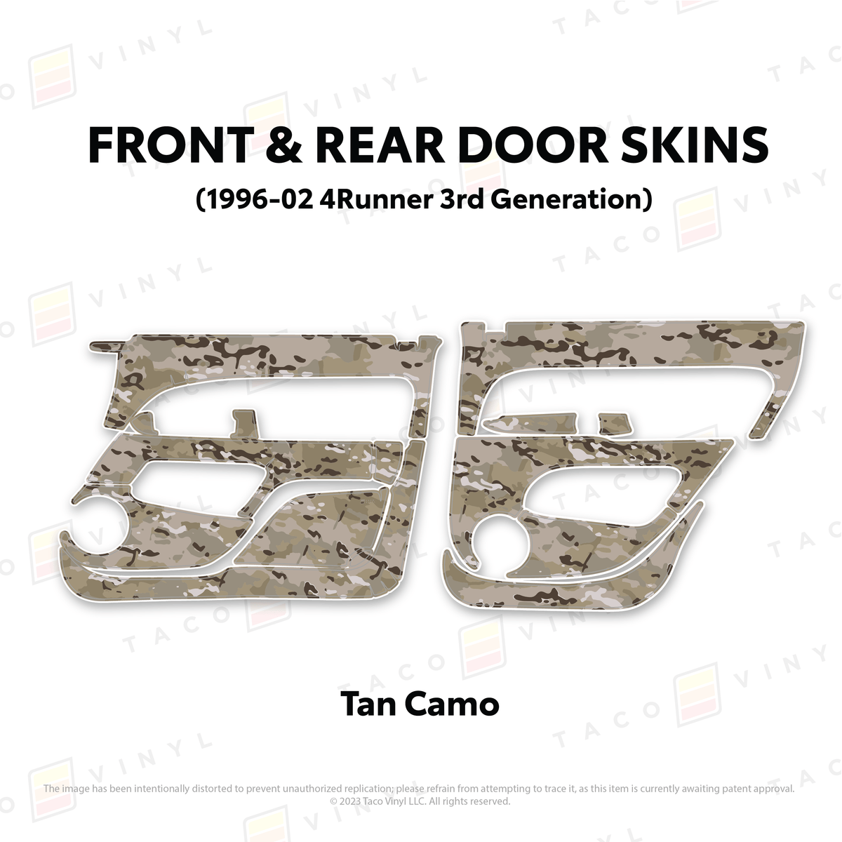 Taco Vinyl Protective Vinyl Front & Rears / Tan Camo 1996-2002 4Runner Door Skins