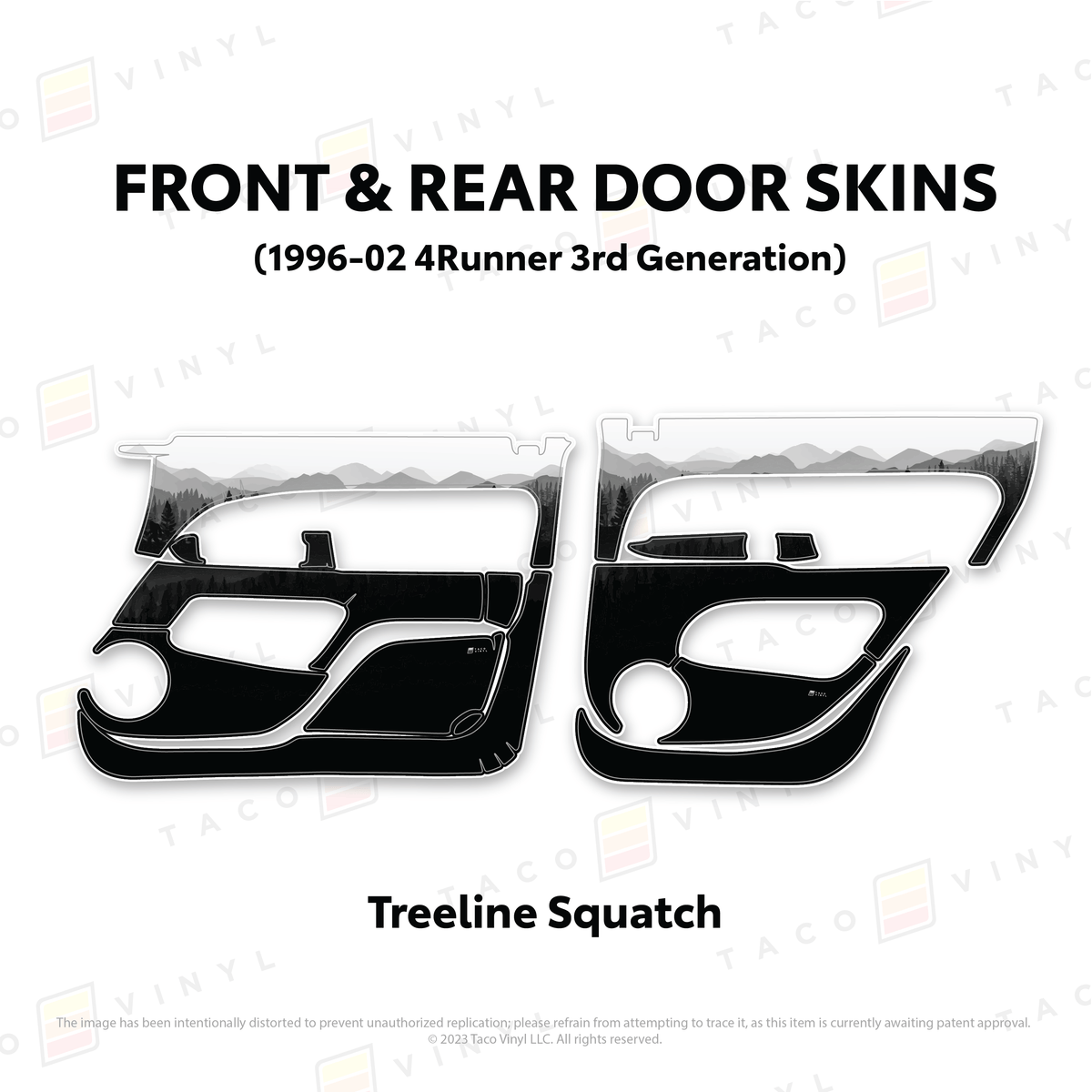 Taco Vinyl Protective Vinyl Front & Rears / Treeline Squatch 1996-2002 4Runner Door Skins