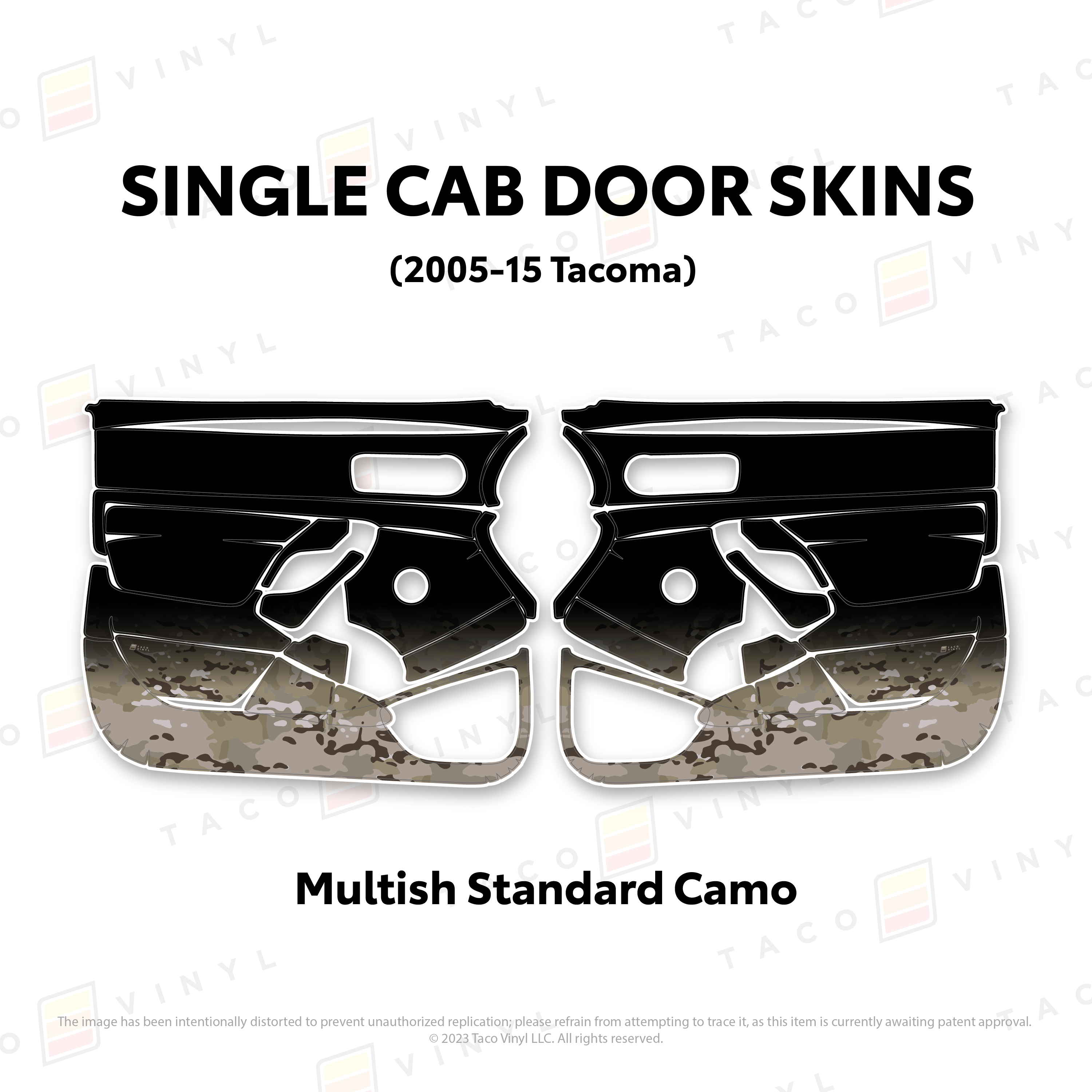 Taco Vinyl Protective Vinyl Multish Standard Camo 2005-15 Tacoma Single Cab Door Skins