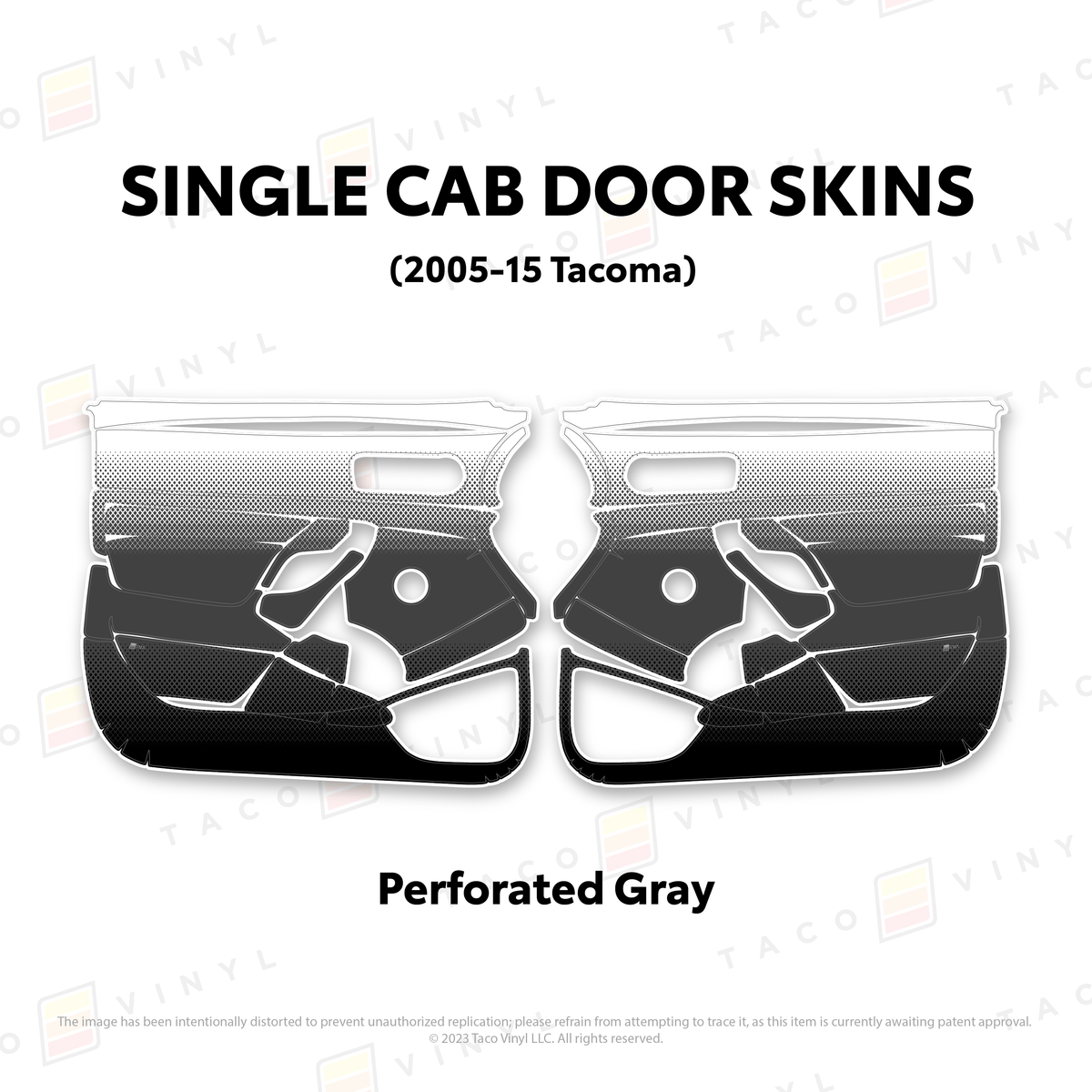 Taco Vinyl Protective Vinyl Perforated Gray 2005-15 Tacoma Single Cab Door Skins