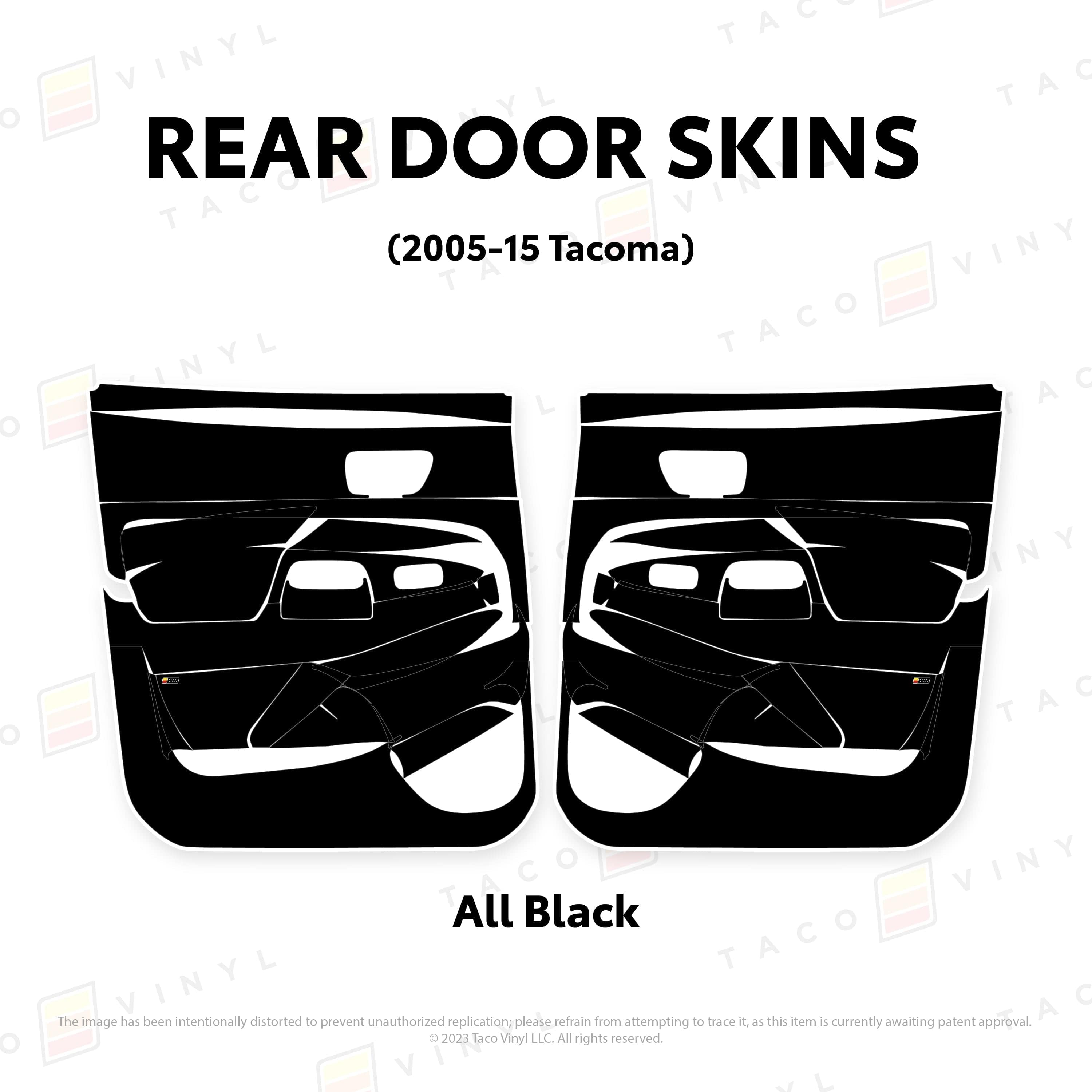 Taco Vinyl Protective Vinyl Rear Driver/Passenger / All Black 2005-15 Tacoma Door Skins