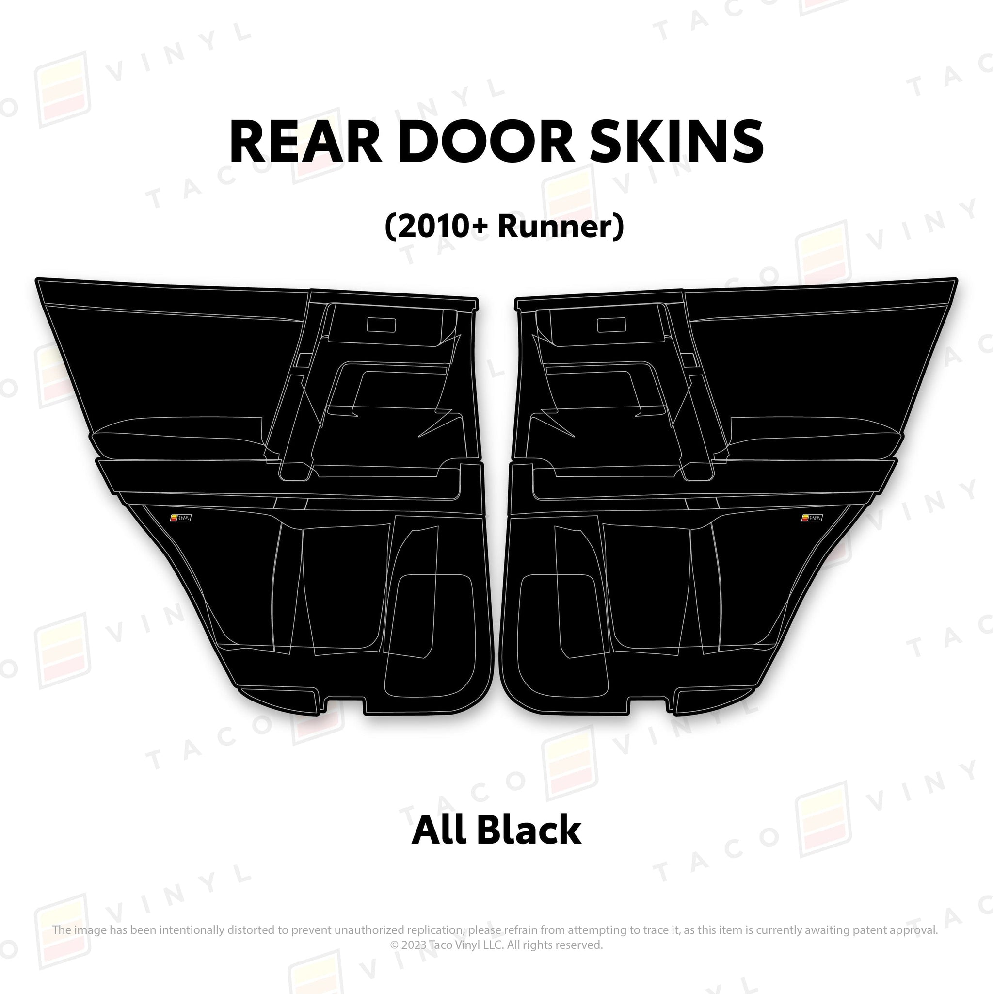 Taco Vinyl Protective Vinyl Rear Driver/Passenger / All Black 2010-24 4Runner Door Skins