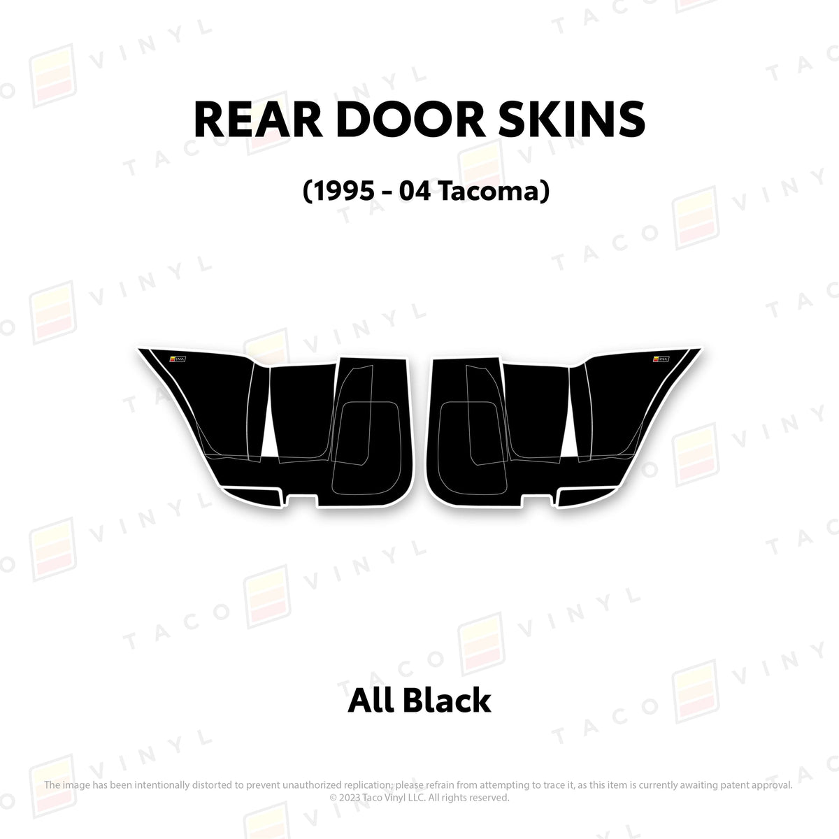Taco Vinyl Protective Vinyl Rear Driver/Passenger / All Black 2010-24 4Runner Door Skins (Lower Section)