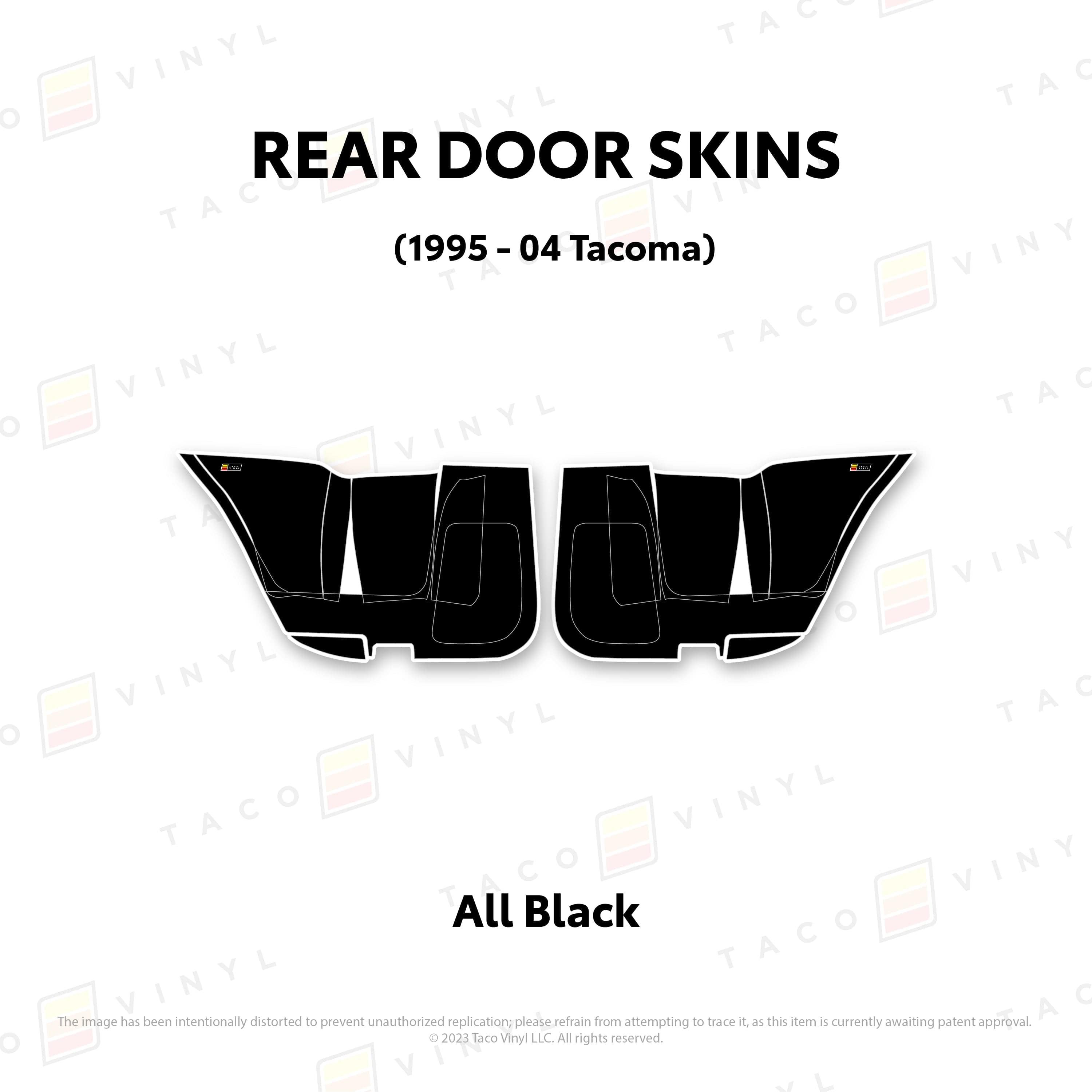 Taco Vinyl Protective Vinyl Rear Driver/Passenger / All Black 2010-24 4Runner Door Skins (Lower Section)