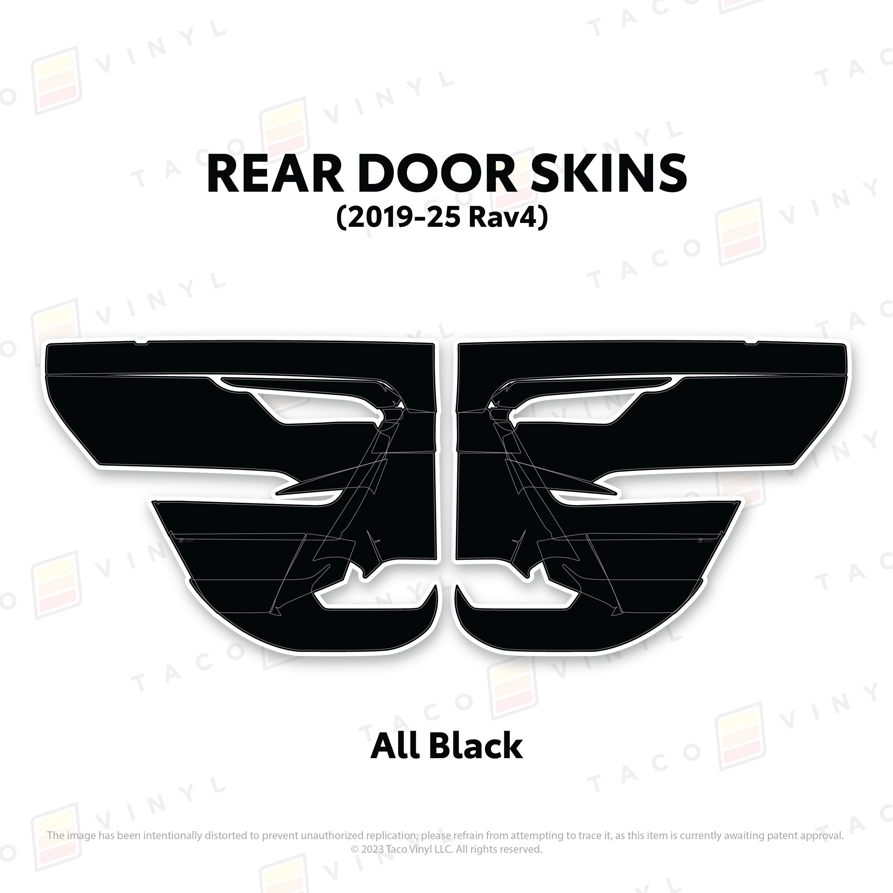 Taco Vinyl Protective Vinyl Rear Driver/Passenger / All Black (Most Popular) 2019-25 Rav4 Door Skins
