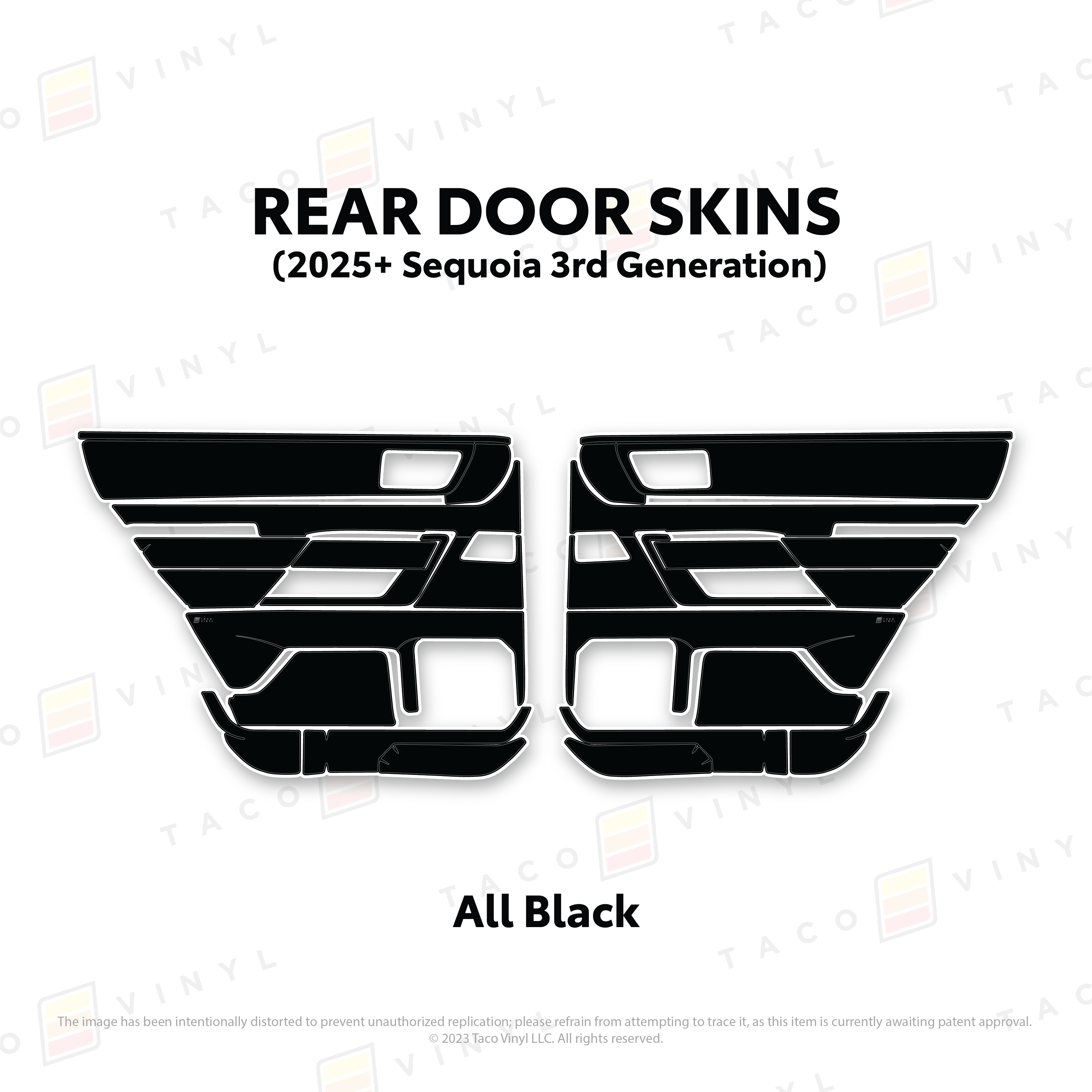 Taco Vinyl Protective Vinyl Rear Driver/Passenger / All Black (Most Popular) 2023+ Sequoia Door Skins
