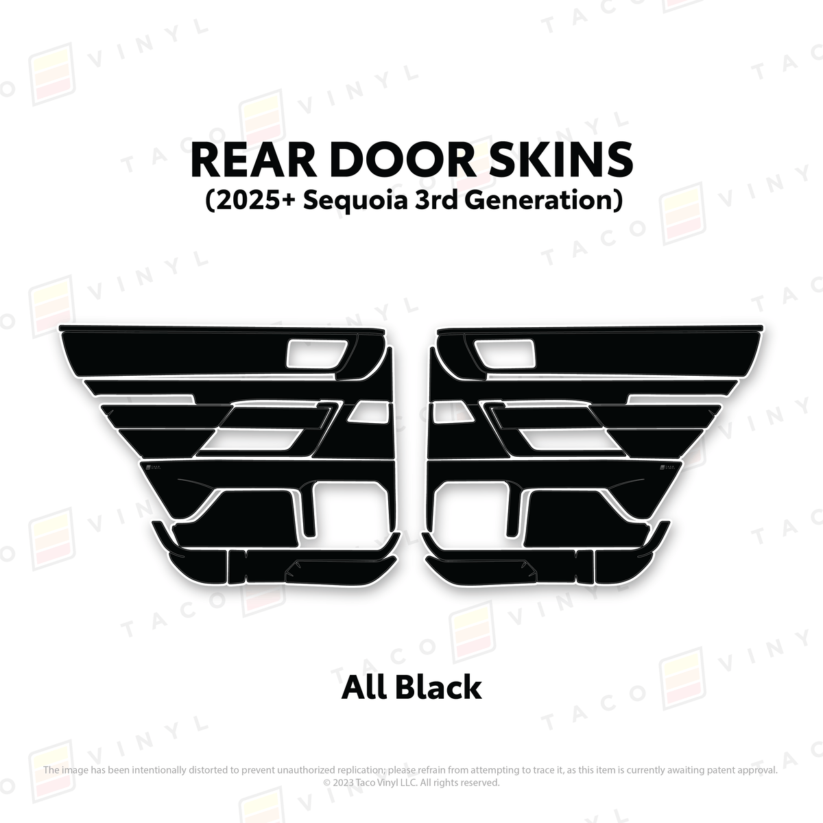 Taco Vinyl Protective Vinyl Rear Driver/Passenger / All Black (Most Popular) 2023+ Sequoia Door Skins