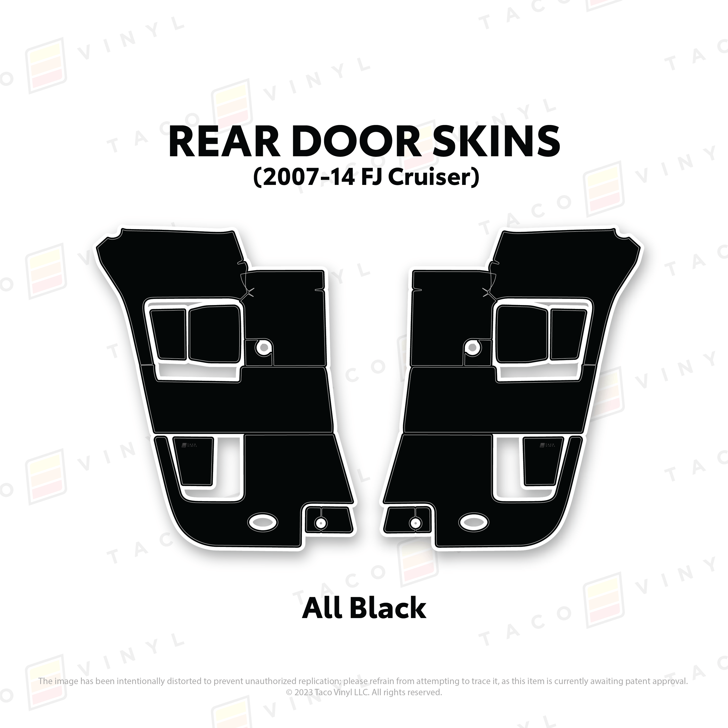 Taco Vinyl Protective Vinyl Rear Driver/Passenger / All Black (Most Popular) FJ Cruiser Door Skins