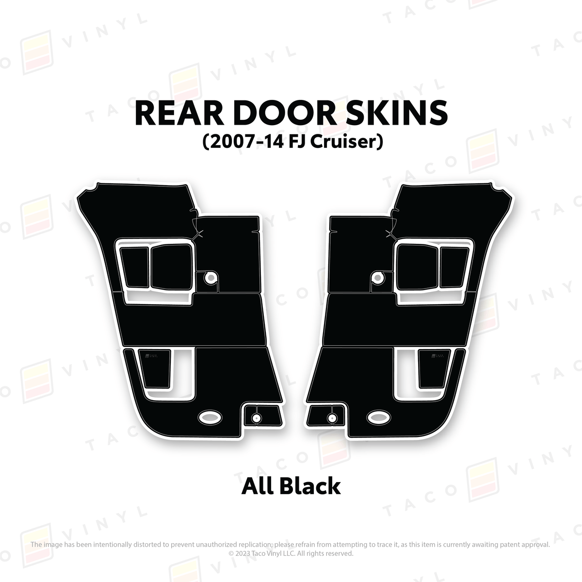 Taco Vinyl Protective Vinyl Rear Driver/Passenger / All Black (Most Popular) FJ Cruiser Door Skins