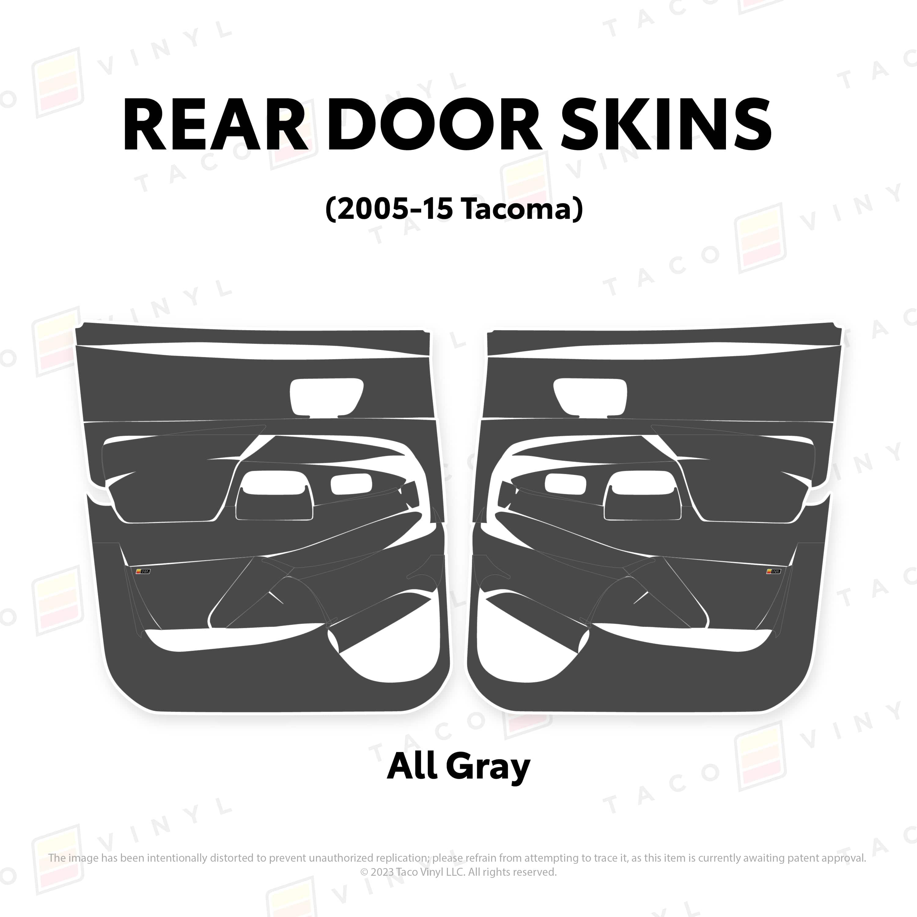 Taco Vinyl Protective Vinyl Rear Driver/Passenger / All Gray 2005-15 Tacoma Door Skins