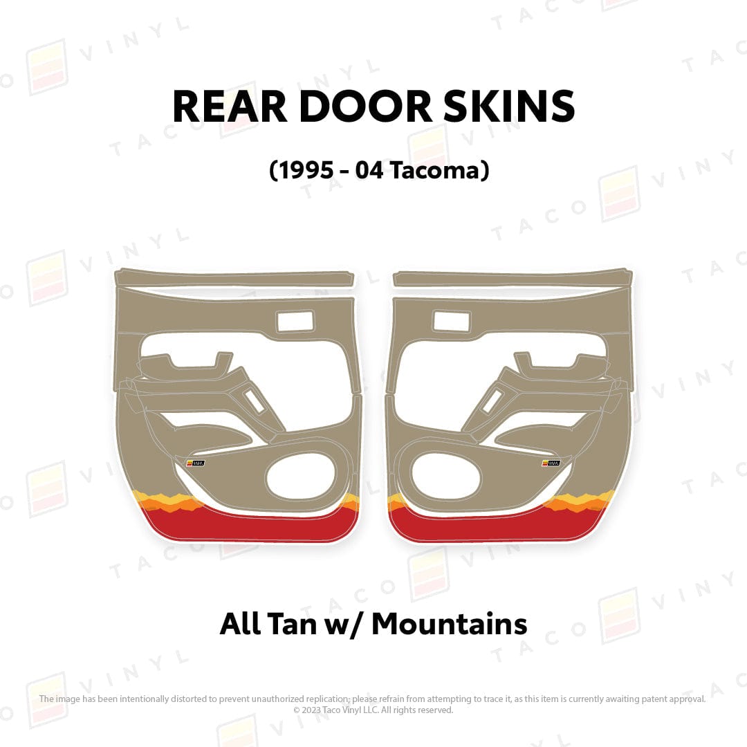 Taco Vinyl Protective Vinyl Rear Driver/Passenger / All Tan w/ Mountains 1995-04 Tacoma Door Skins