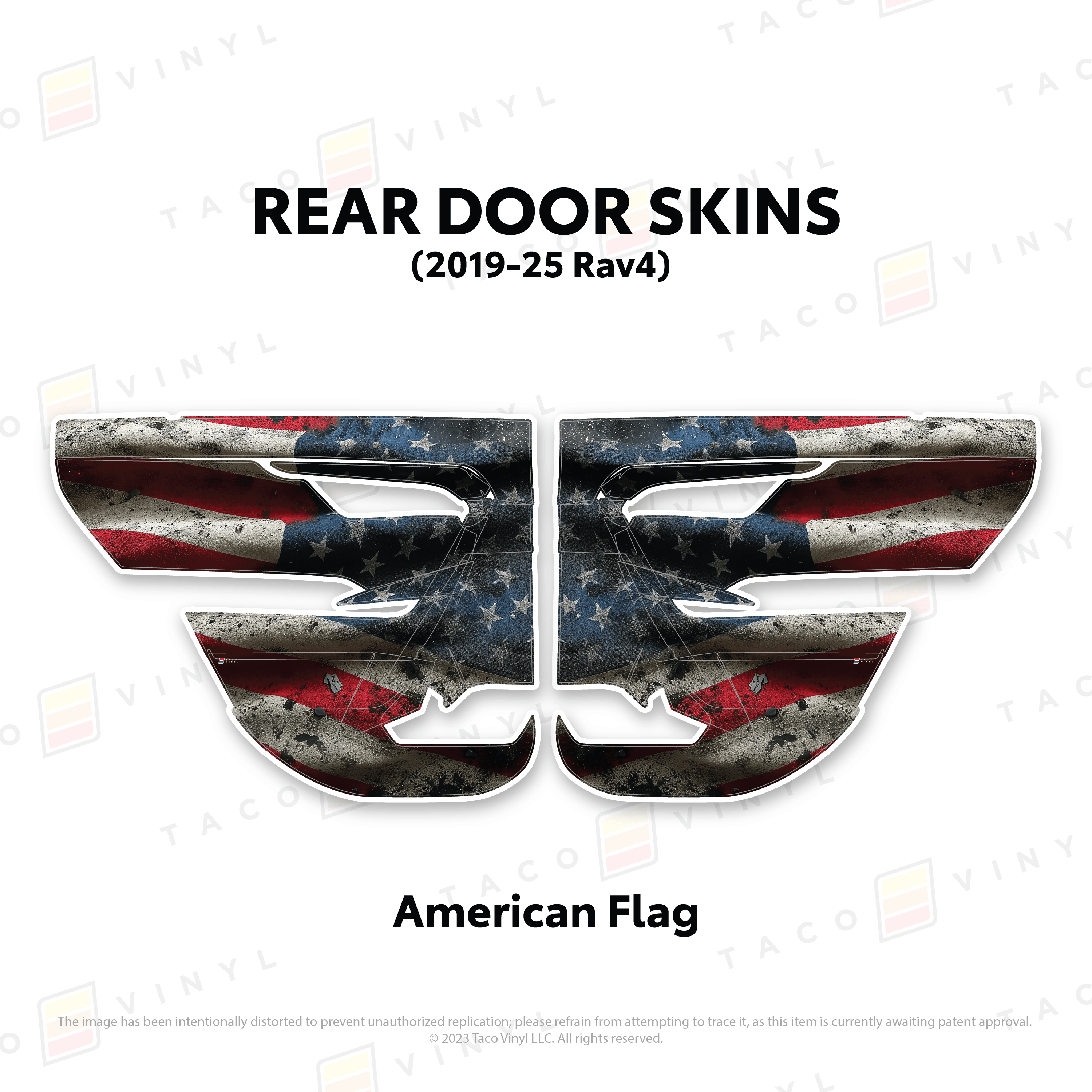 Taco Vinyl Protective Vinyl Rear Driver/Passenger / American Flag 2019-25 Rav4 Door Skins