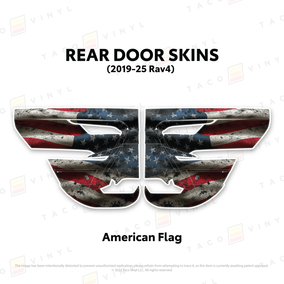Taco Vinyl Protective Vinyl Rear Driver/Passenger / American Flag 2019-25 Rav4 Door Skins