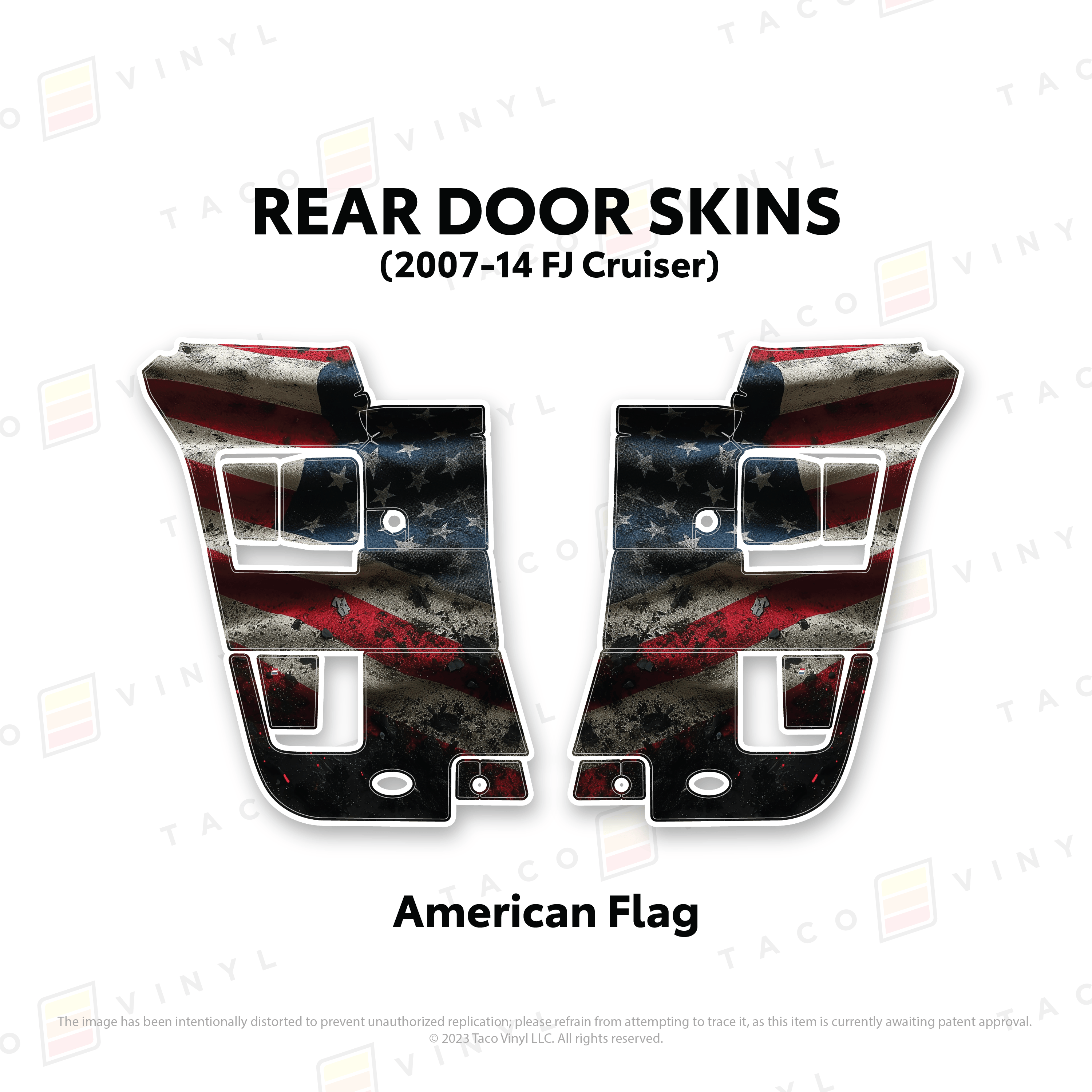Taco Vinyl Protective Vinyl Rear Driver/Passenger / American Flag FJ Cruiser Door Skins