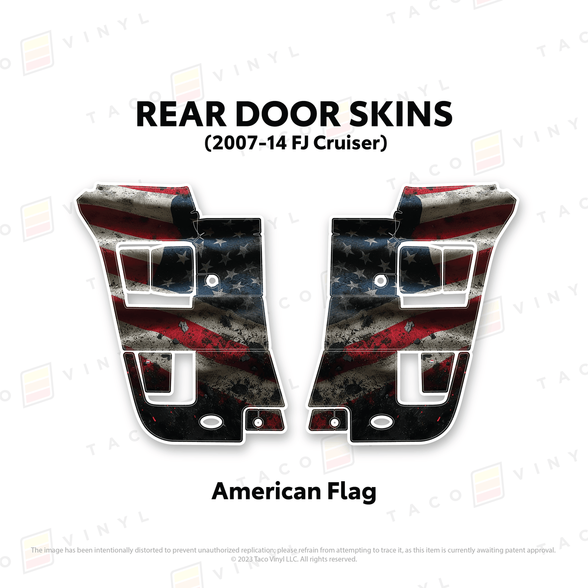 Taco Vinyl Protective Vinyl Rear Driver/Passenger / American Flag FJ Cruiser Door Skins