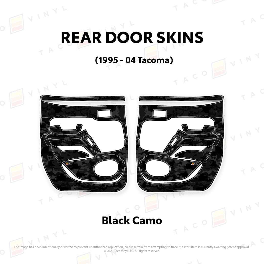 Taco Vinyl Protective Vinyl Rear Driver/Passenger / Black Camo 1995-04 Tacoma Door Skins