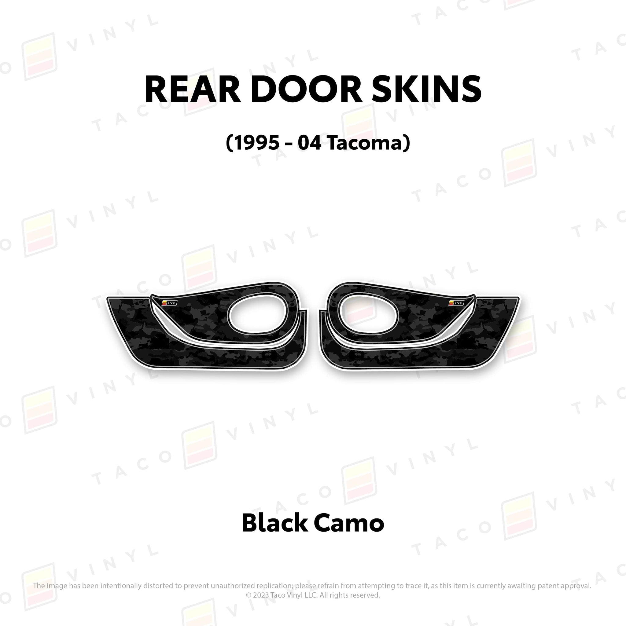 Taco Vinyl Protective Vinyl Rear Driver/Passenger / Black Camo 1995-04 Tacoma Door Skins (Lower Section)