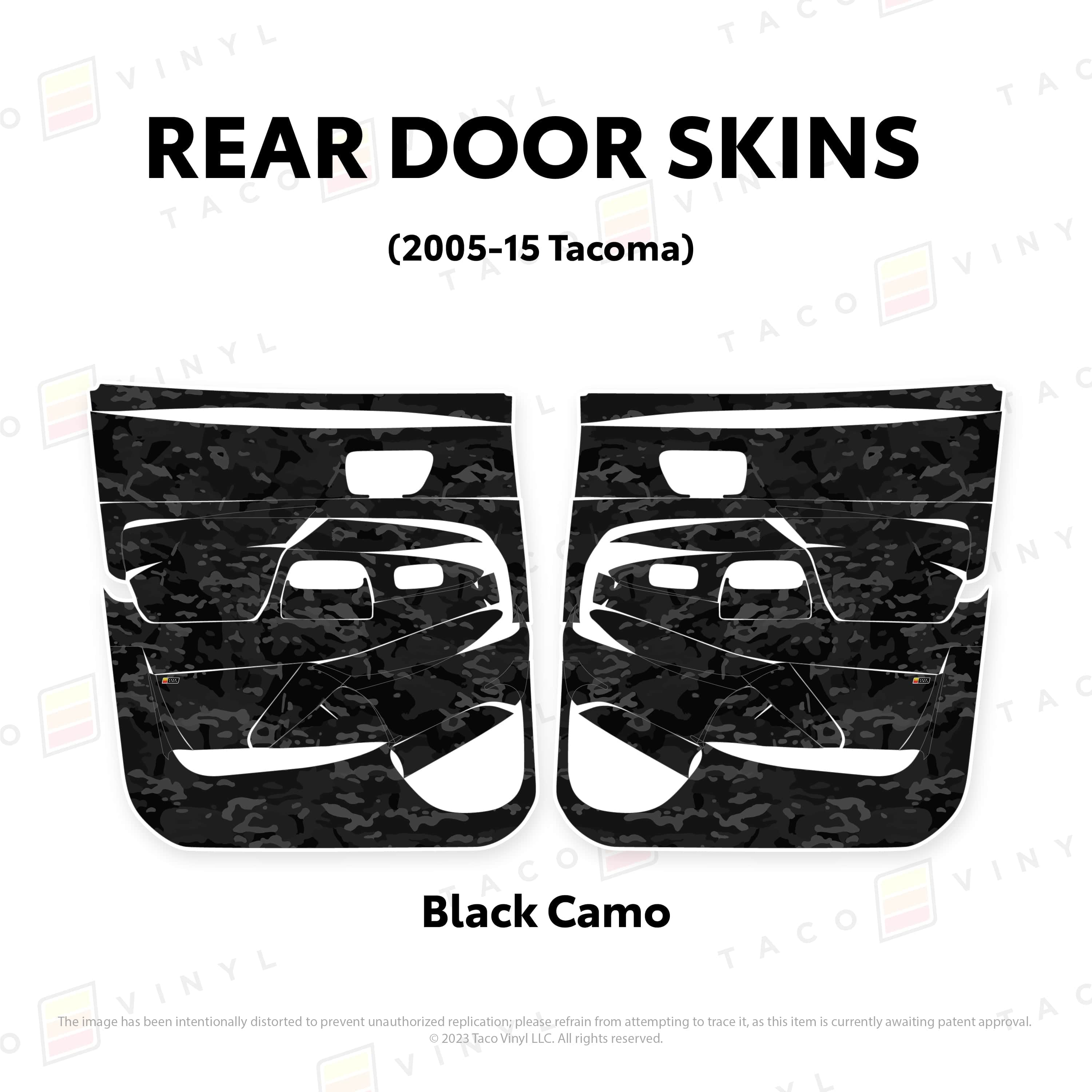 Taco Vinyl Protective Vinyl Rear Driver/Passenger / Black Camo 2005-15 Tacoma Door Skins