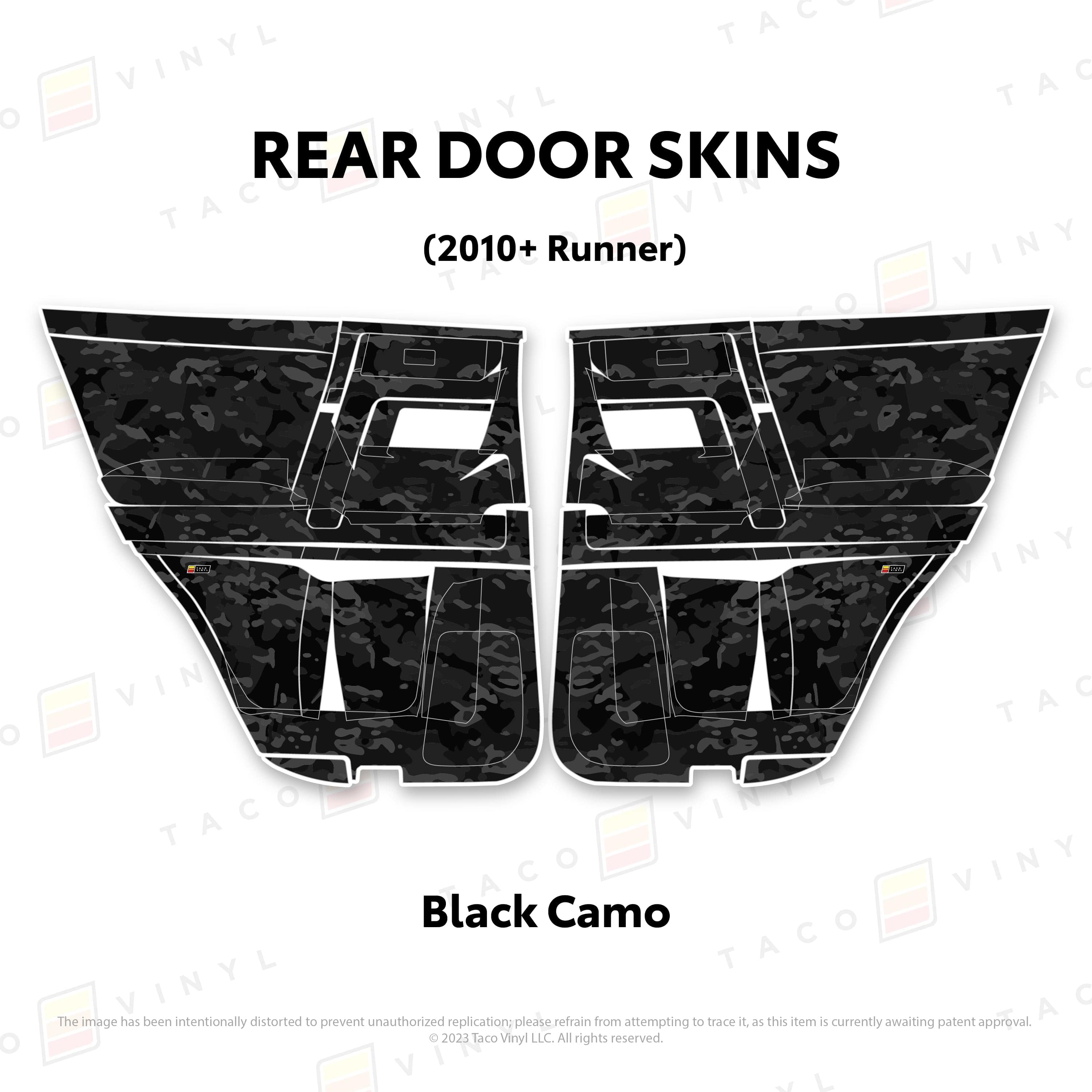 Taco Vinyl Protective Vinyl Rear Driver/Passenger / Black Camo 2010-24 4Runner Door Skins